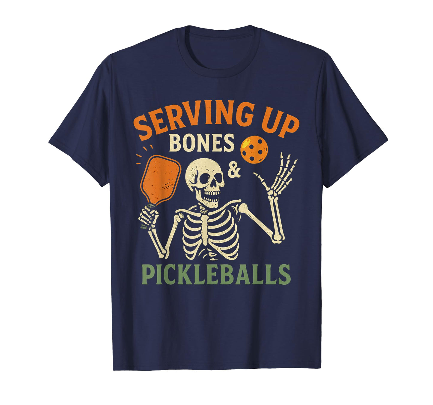 Skeleton Pickleball Shirt Serving Up Bones Tee T-Shirt