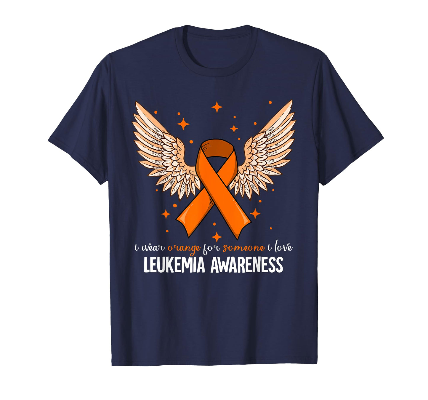 Leukemia Cancer Awareness T-Shirt - Black - Women's - Small - Short Sleeve - Crew Neck - Classic Fit - 100% Polyester - Orange Leukemia Awareness Design