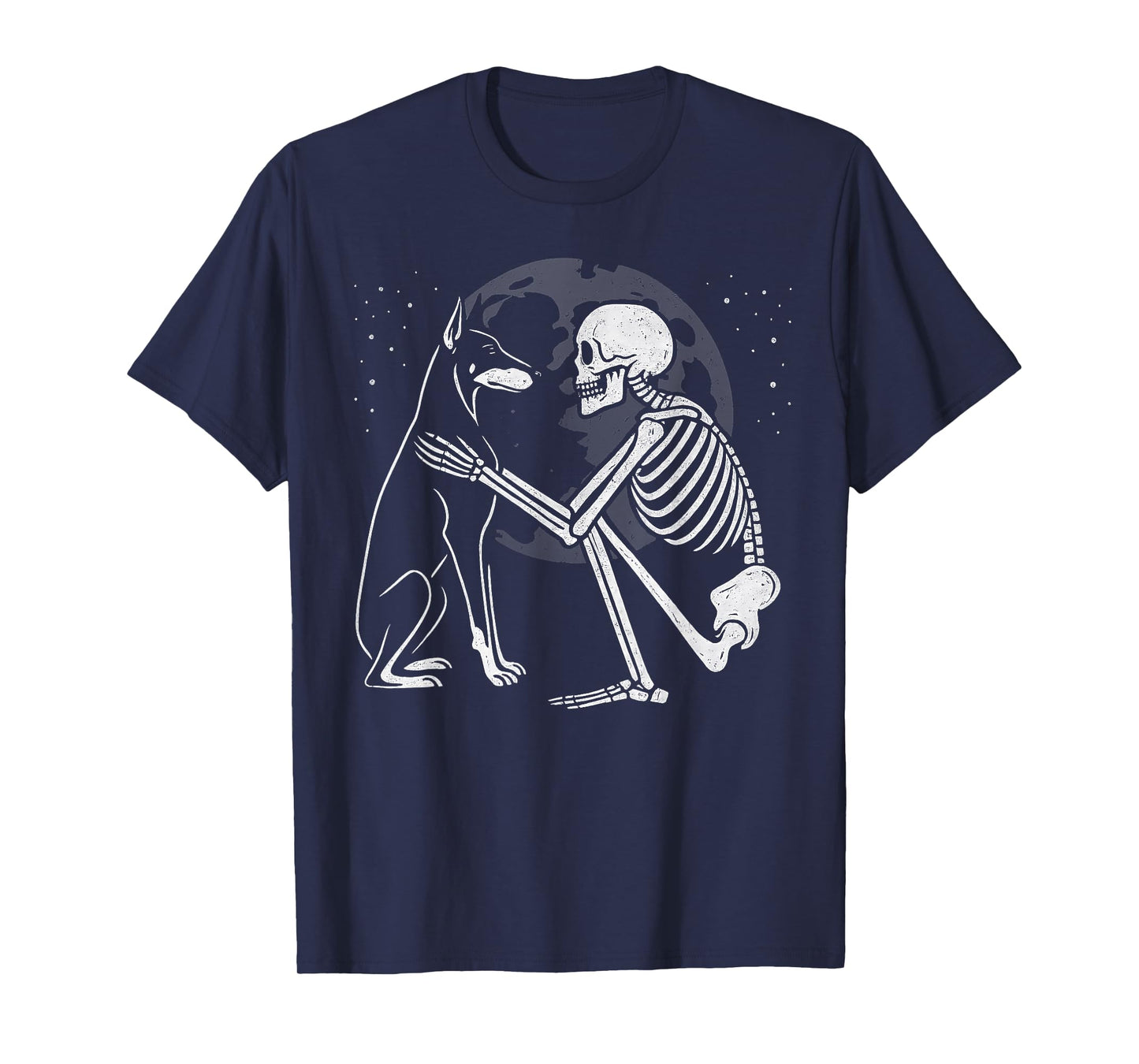 Doberman Pinscher Skeleton Moon Halloween Dog Lover T-Shirt