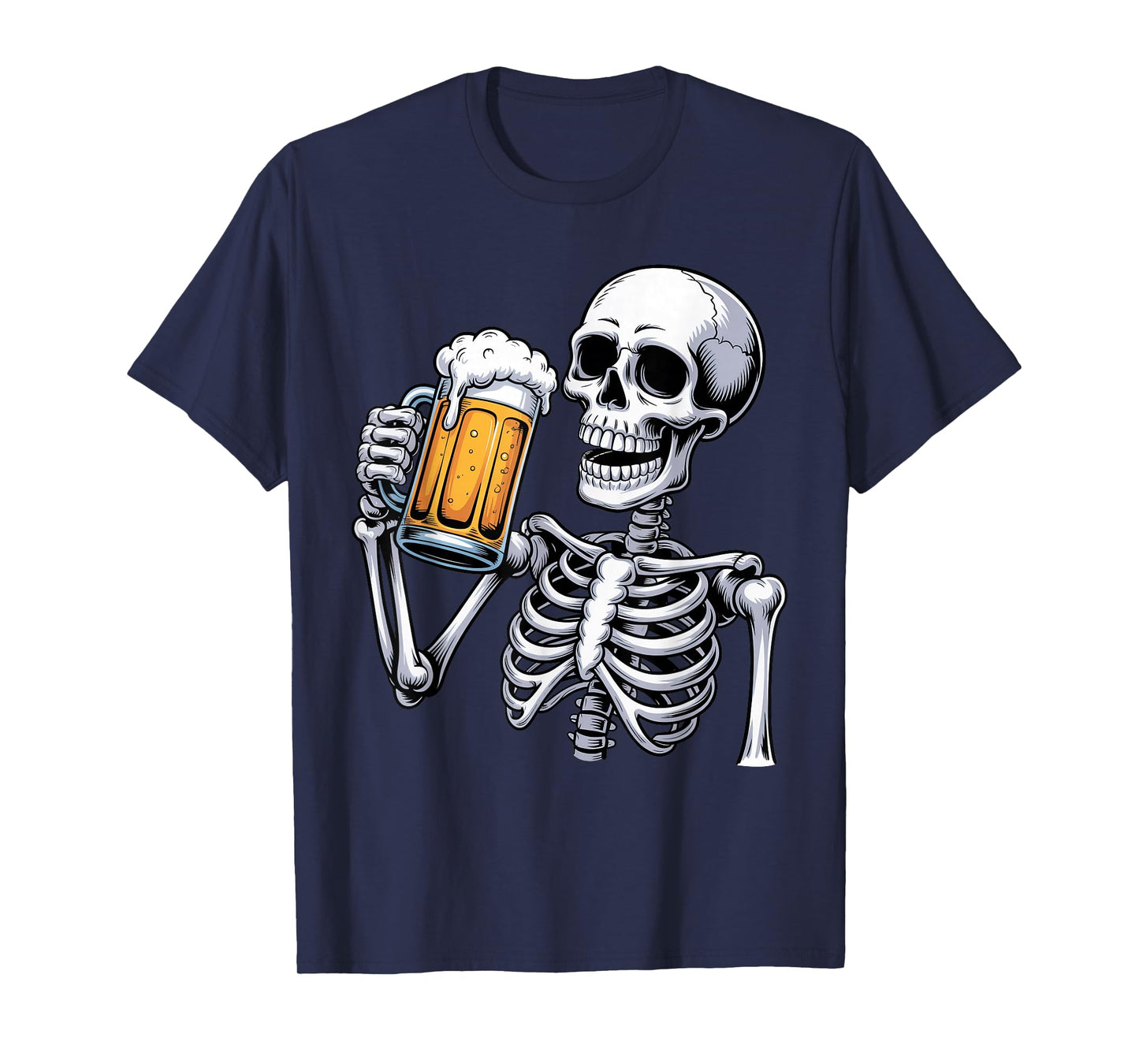 Funny Halloween Costume for Men Skeleton Drinking Beer Party T-Shirt