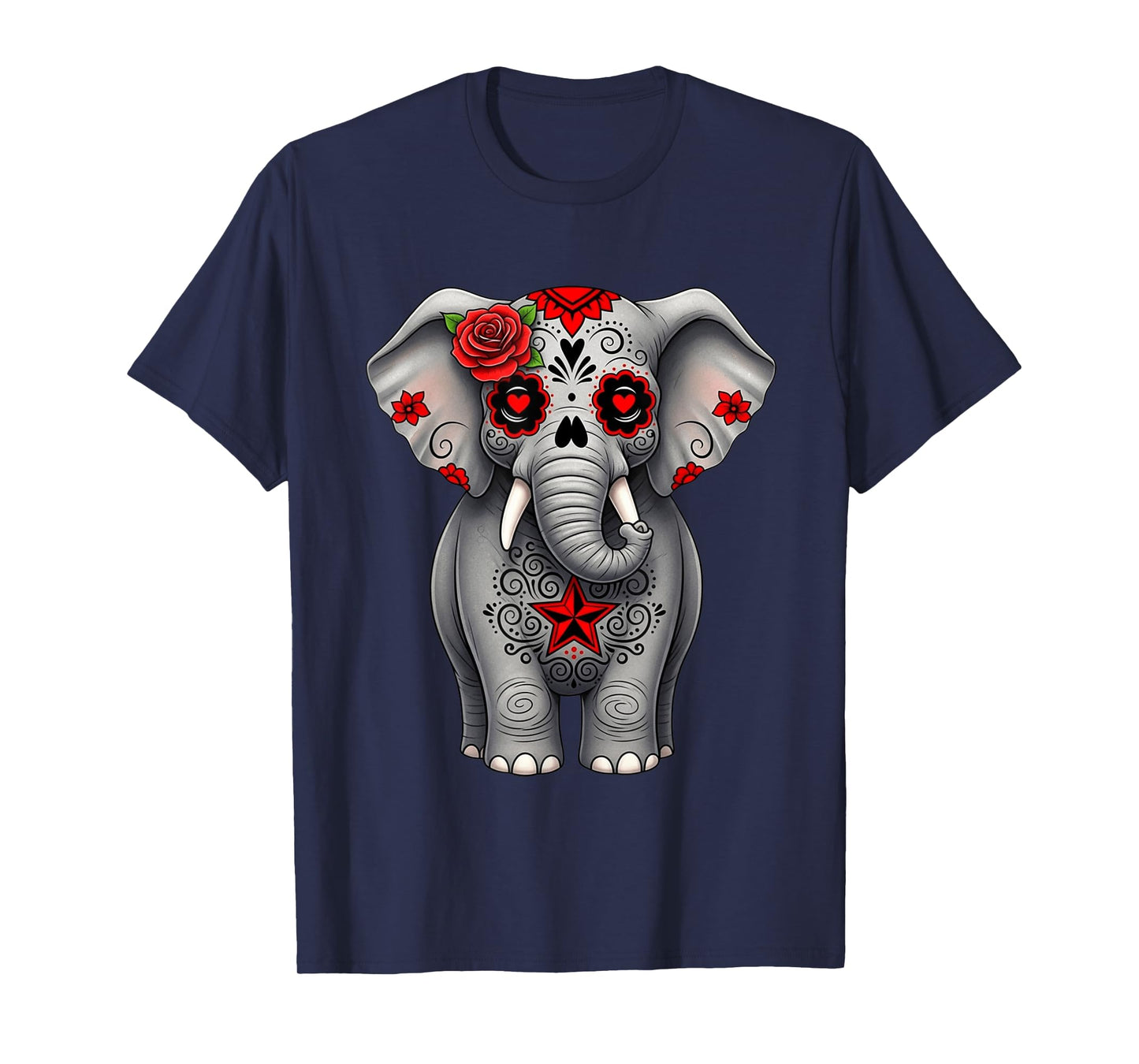 Sugar Skull Elephant Halloween Graphic T-Shirt