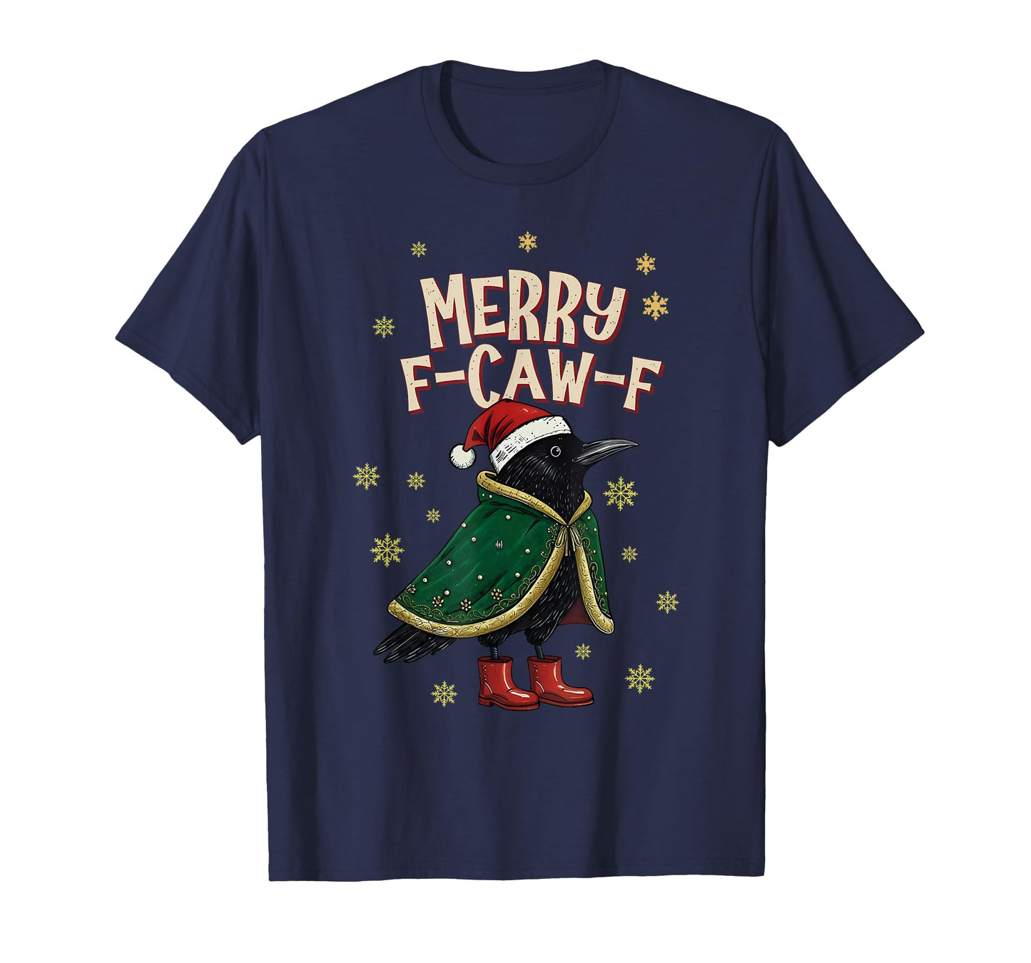 Merry F-Caw-F Funny Crow Elf Xmas Christmas Pajamas Holiday T-Shirt