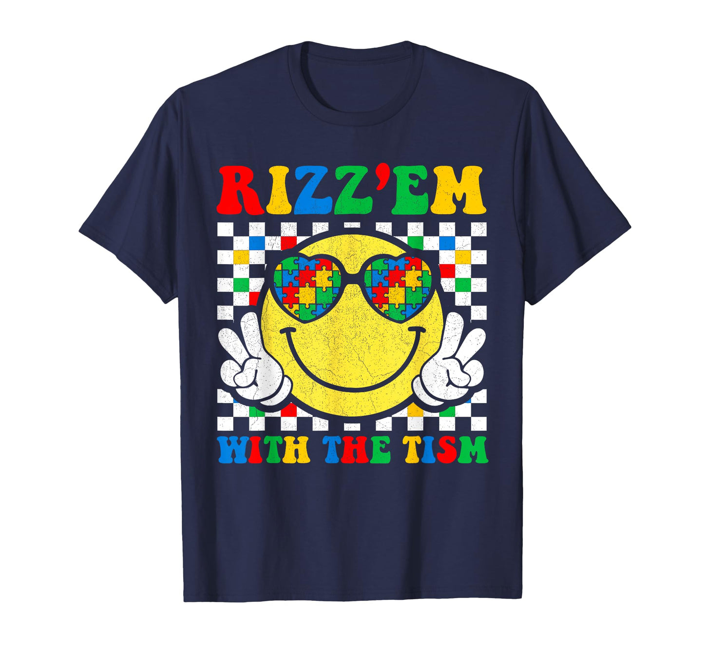 Rizz Em With The Tism Funny Autism Awareness Boys Girls Kids T-Shirt