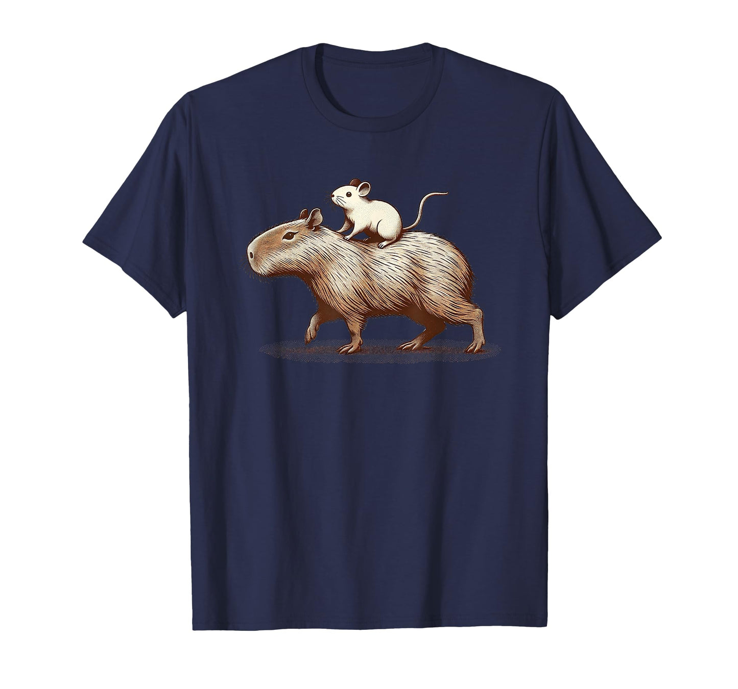 Mouse Riding a Capybara Animal Friends T-Shirt