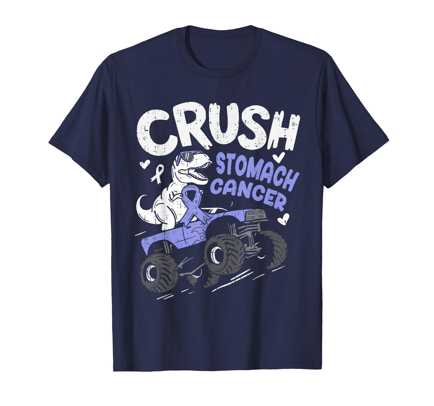 Crush Stomach Cancer Awareness Dino Ribbon Periwinkle Blue T-Shirt