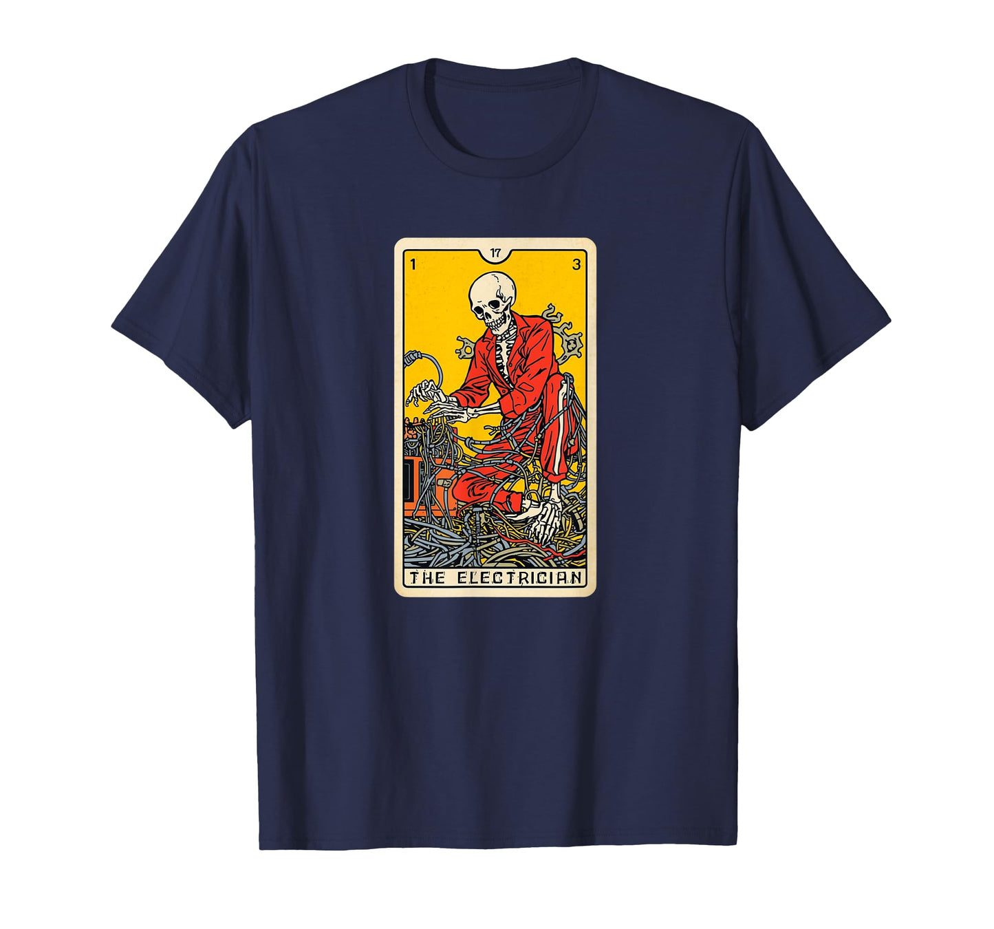 The Electrician Tarot Card Pulling Wires Spooky Voltage Fun T-Shirt