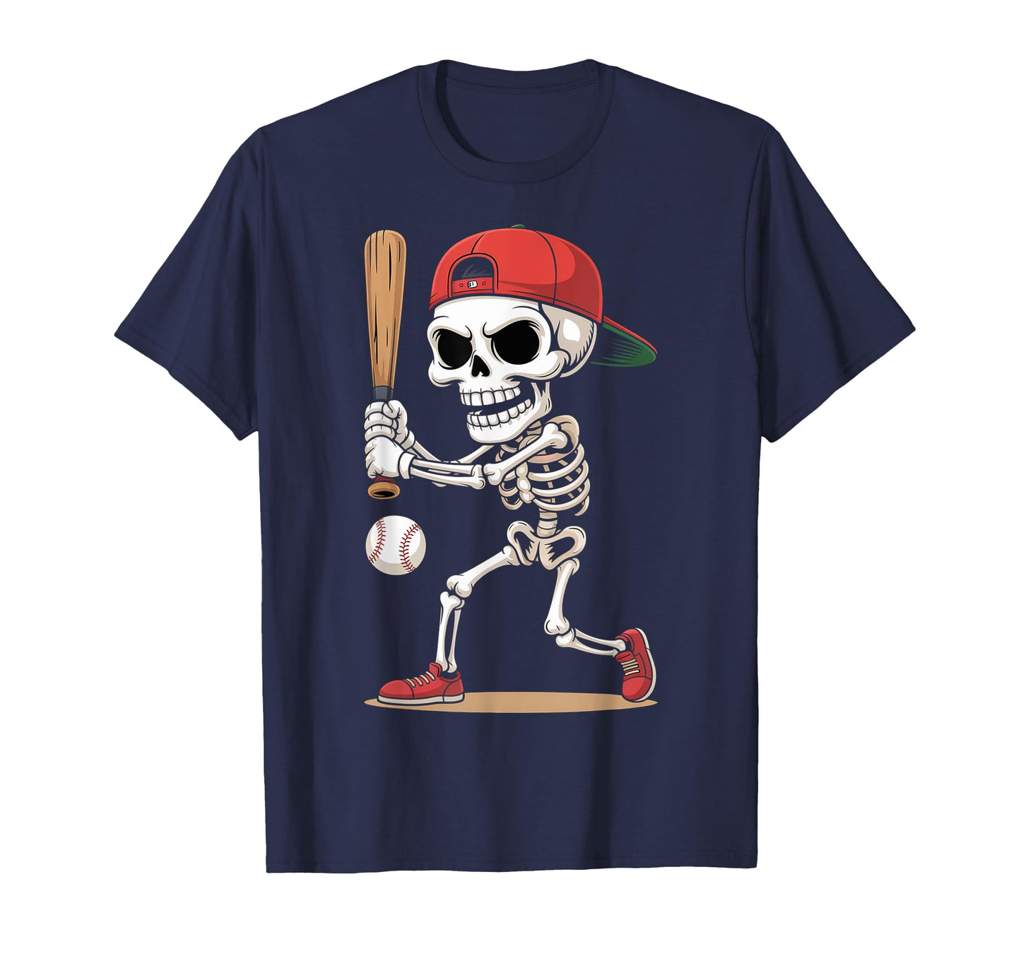Skeleton Baseball Halloween Costume Funny Men Boys Kids Tee T-Shirt