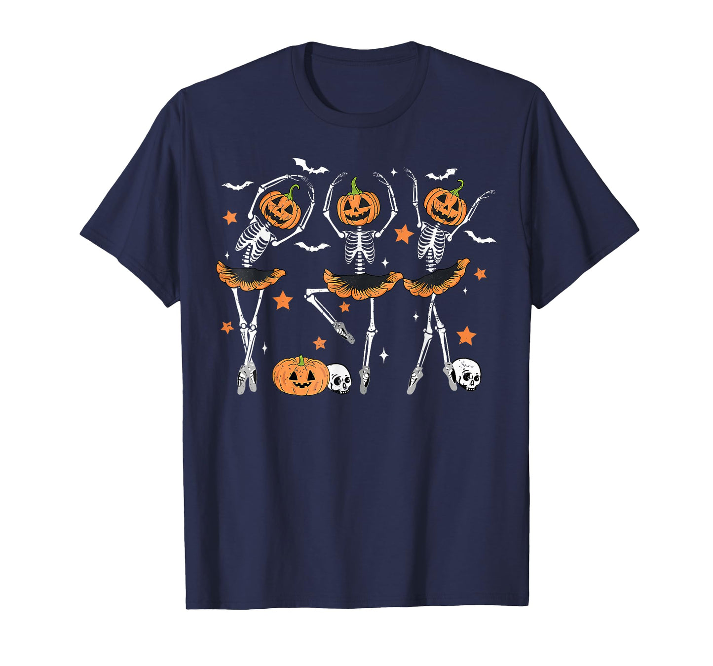 Ballet Pumpkin Skeleton Scary Halloween Men Women Boys Girl T-Shirt