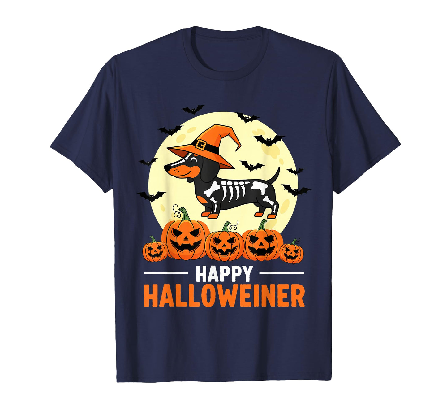 Happy Halloweiner Funny Halloween Dachshund Witch Skeleton T-Shirt