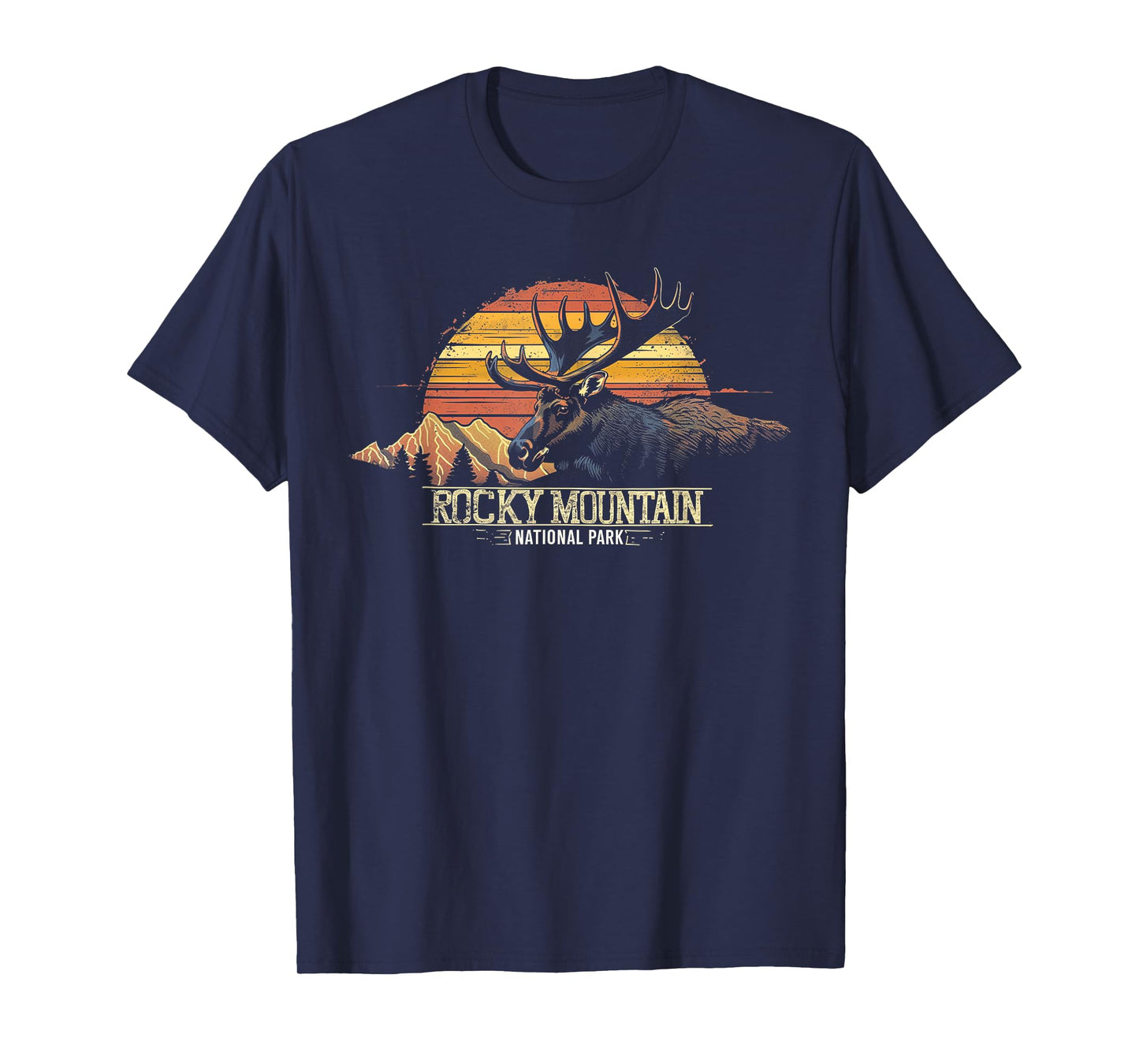 Rocky Mountain US National Park Vintage Men Women Kids Retro T-Shirt