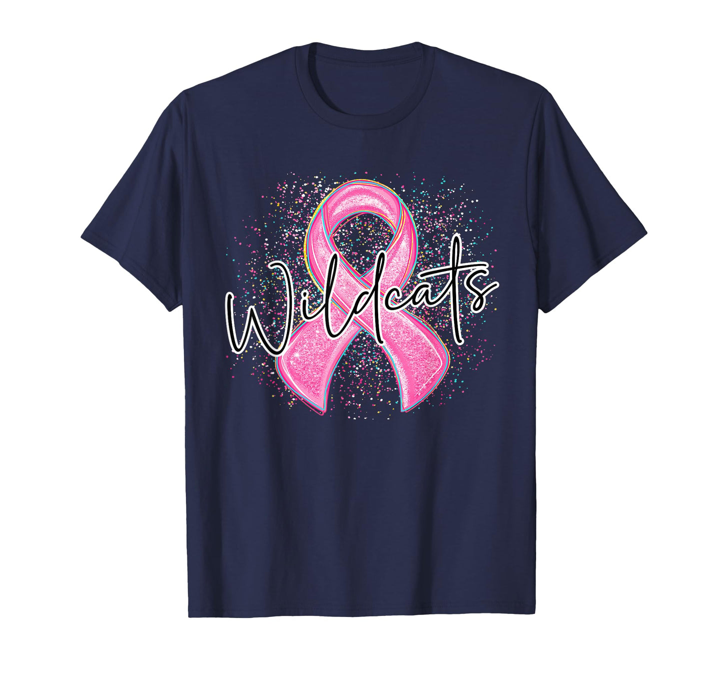 Wildcats Pink Out Ribbon Splatter Breast Cancer Awareness T-Shirt