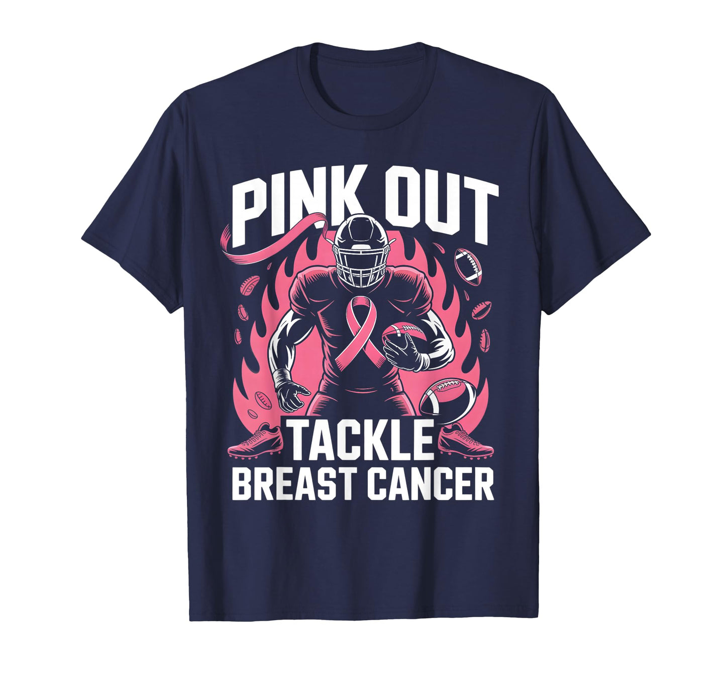 Pink Out Tackle Breast Cancer Team Support American Football T-Shirt