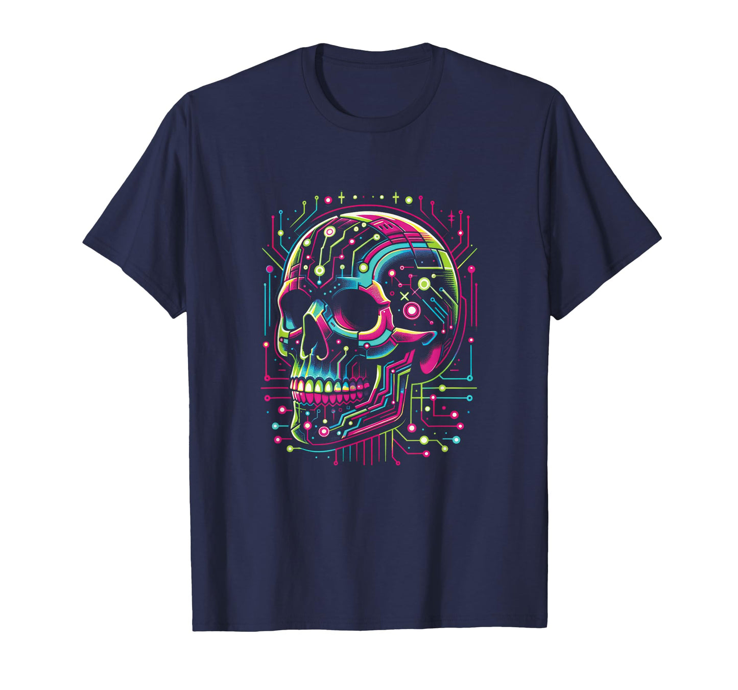Vaporwave Skull Cyberpunk 80s 90s Era Retro Style Halloween T-Shirt