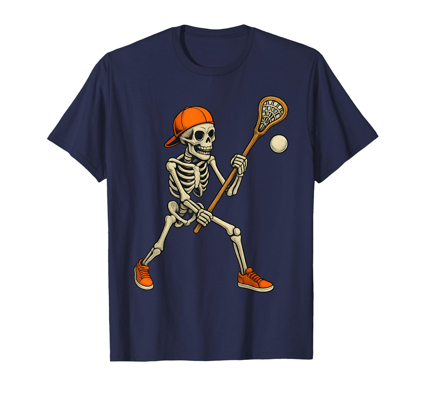 Skeleton Lacrosse Halloween Costume Funny Men Boys Kids T-Shirt