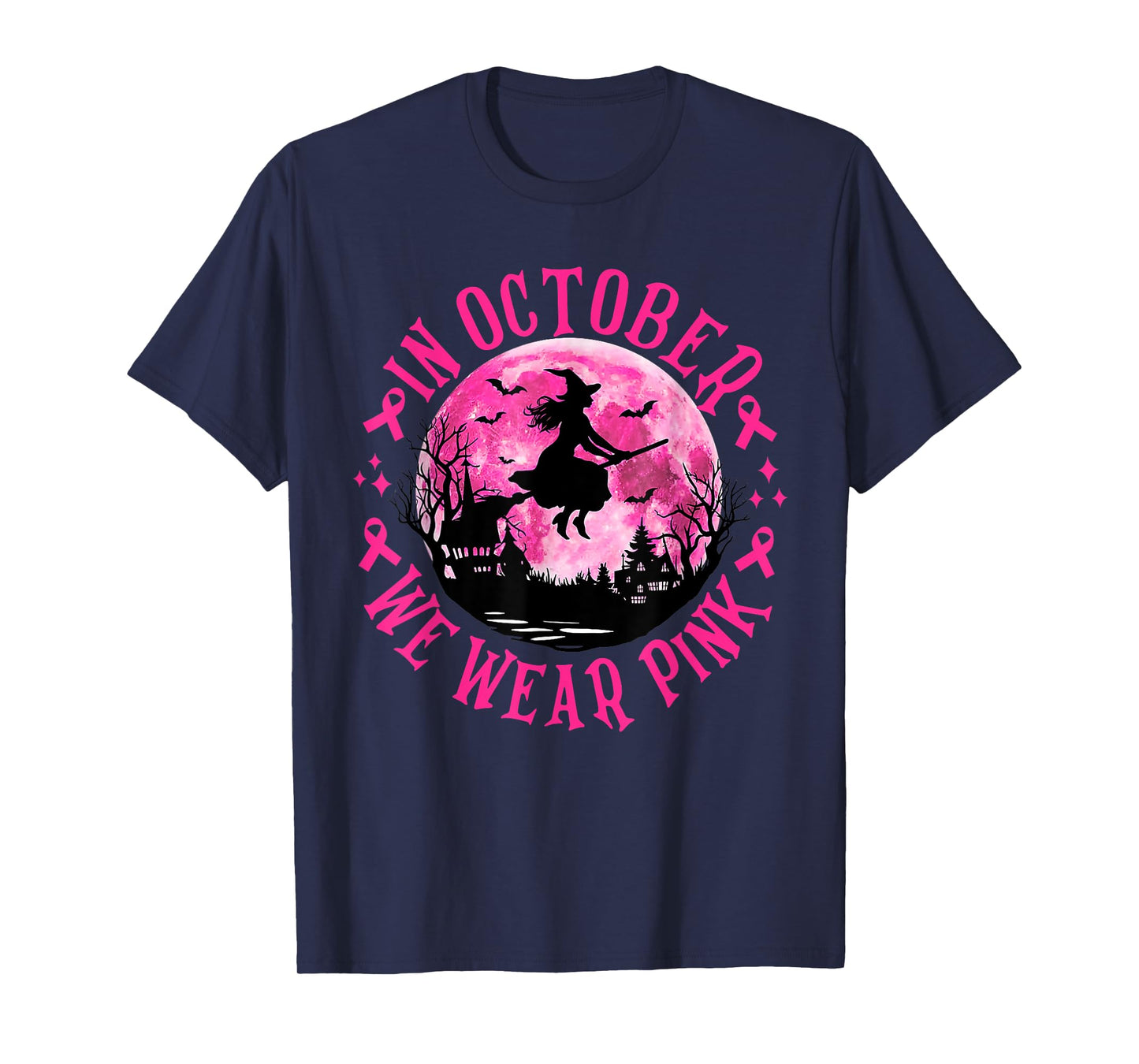 Pink Witch Halloween Costume Breast Cancer Awareness T-Shirt