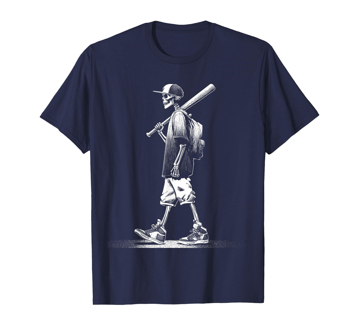 Skeleton Baseball Halloween Graphic Spooky Creepy T-Shirt