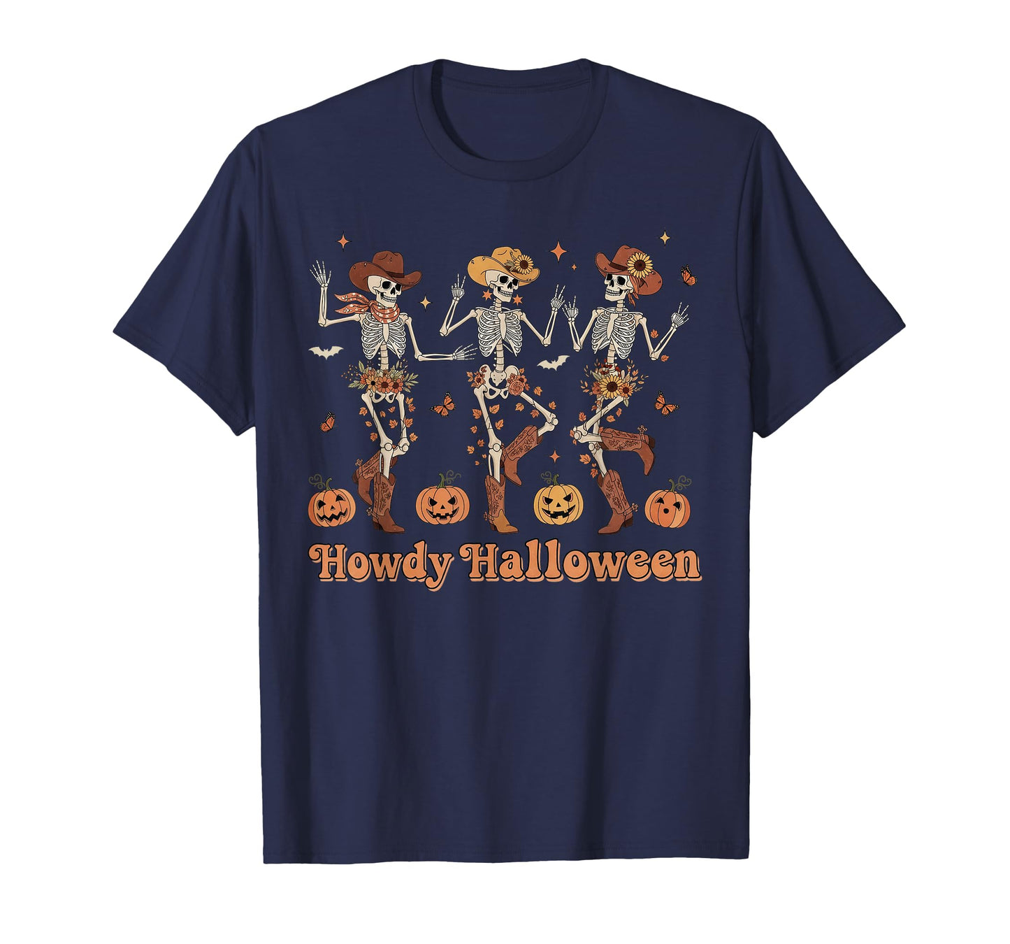 Howdy Halloween Western Cowboy Skeleton Dancing T-Shirt