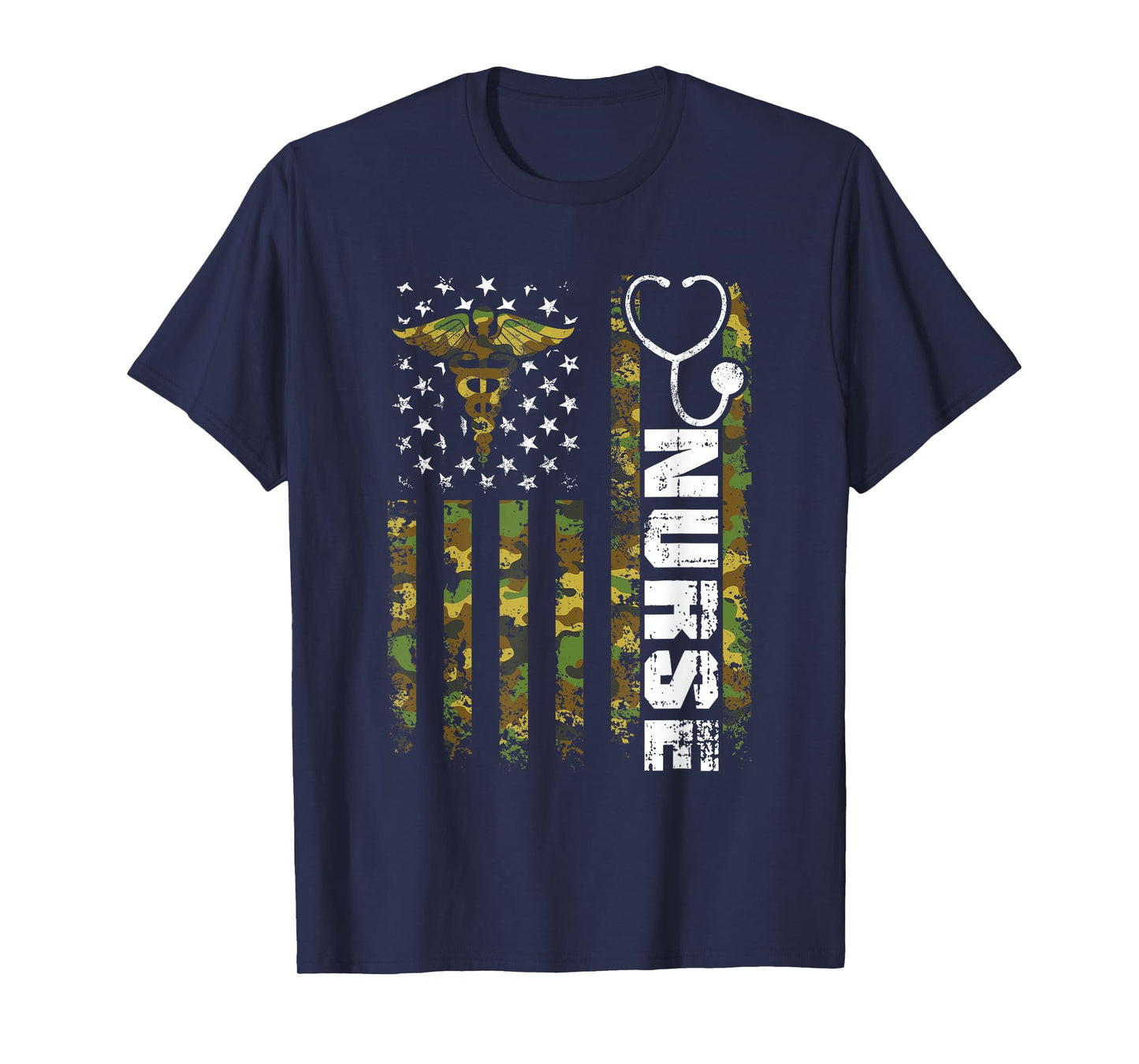 American Flag Camouflage Nurse Patriotic 4th Of July T-Shirt