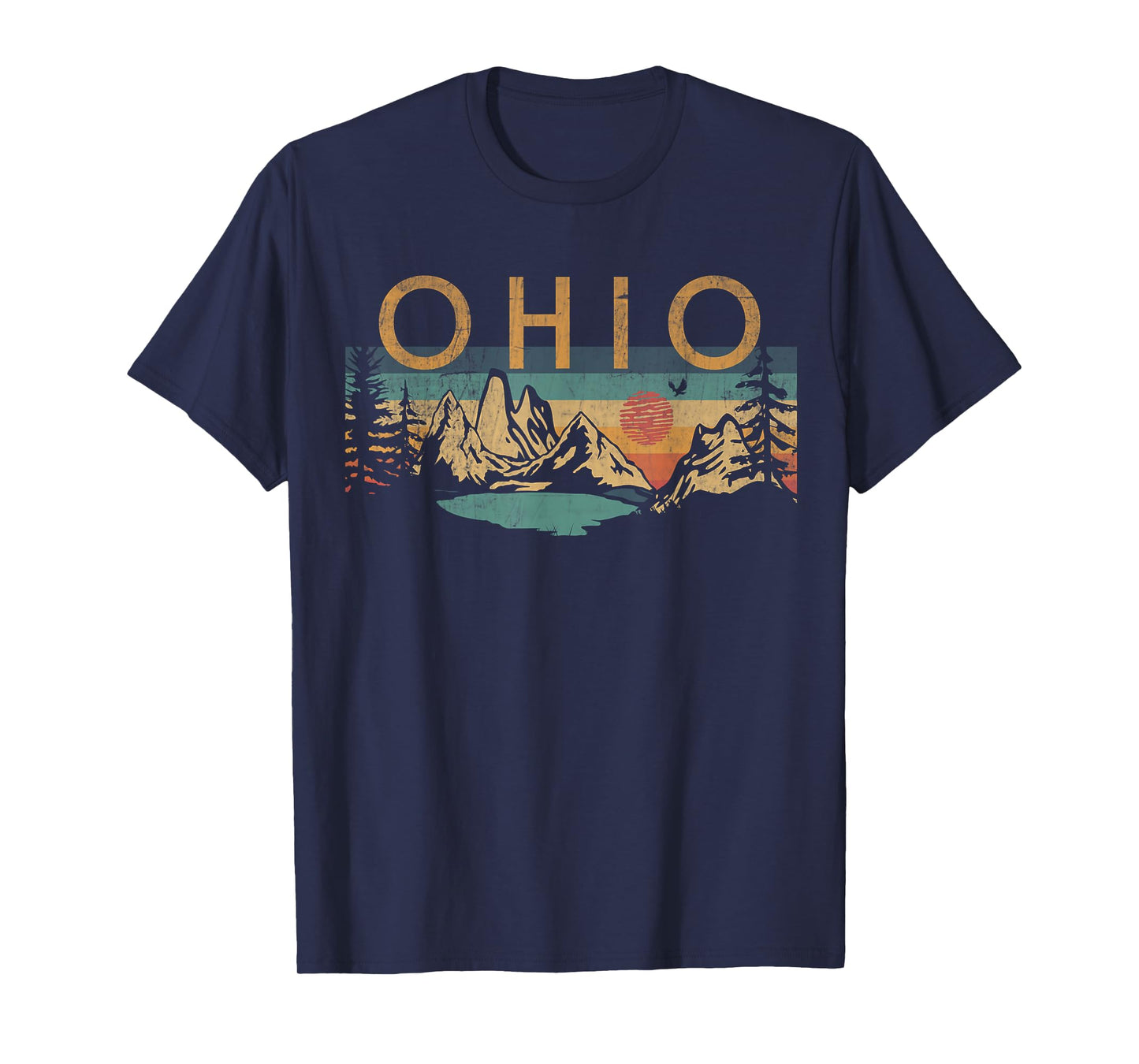 Ohio USA Outdoor Vintage Ohio T-Shirt Unisex-Adults, Unisex-Kids Black Short Sleeve Small Retro Nature Retro T-Shirt