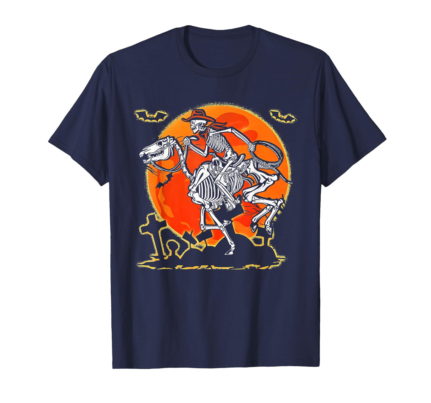Vintage Western Skeleton Cowboy Rodeo Spooky Halloween Funny T-Shirt