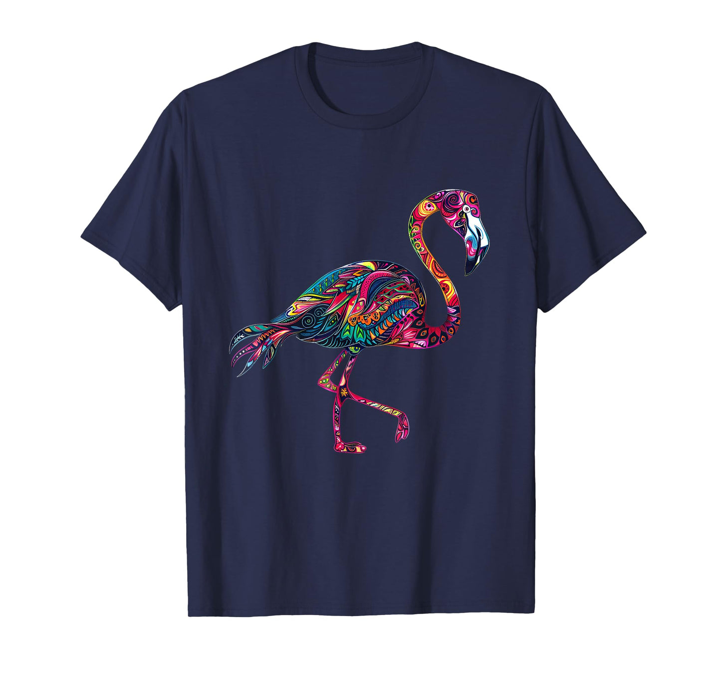 Pink Flamingo Bird Animal Print Colourful Motif Artwork T-Shirt