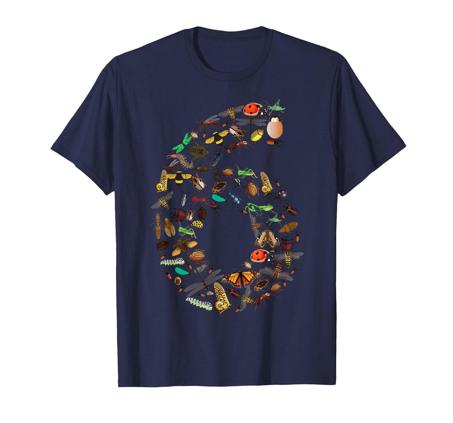 Funny Bugs 6th Birthday Gift | Cute 6 Years Old Boy Girl Kid T-Shirt