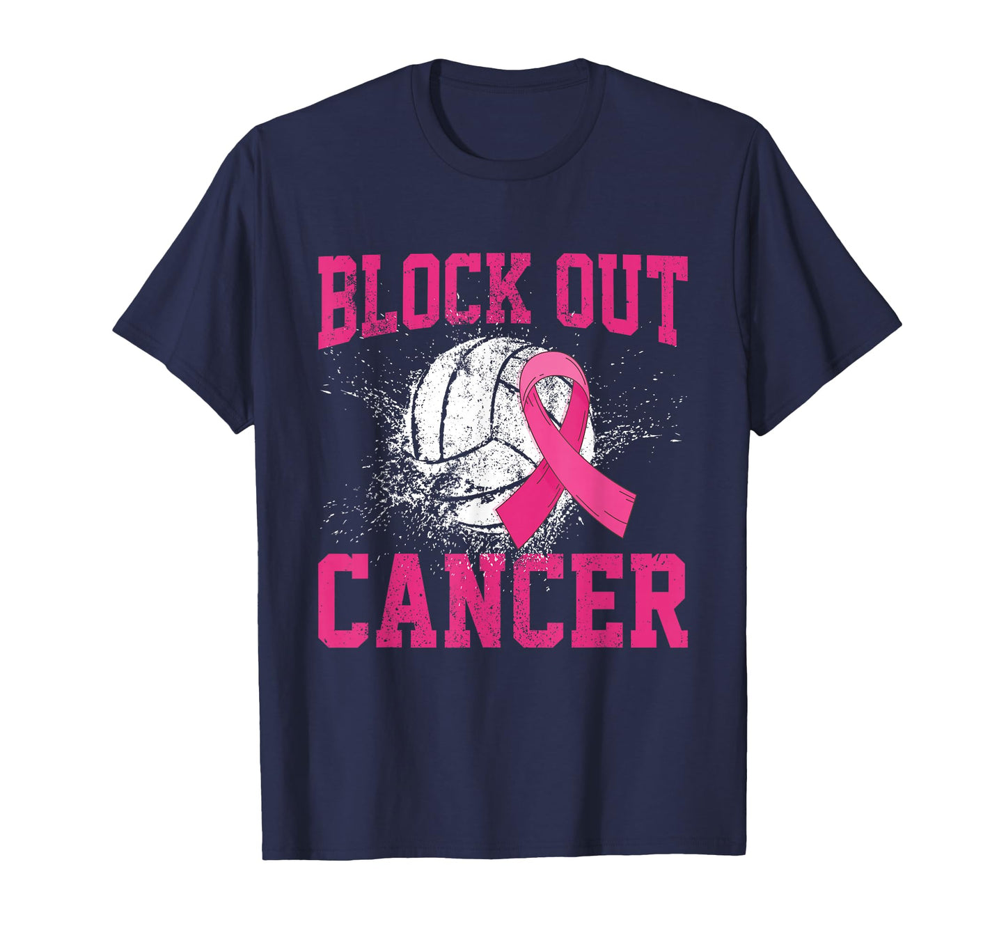 Volleyball Breast Cancer Awareness Block Out Cancer T-Shirt