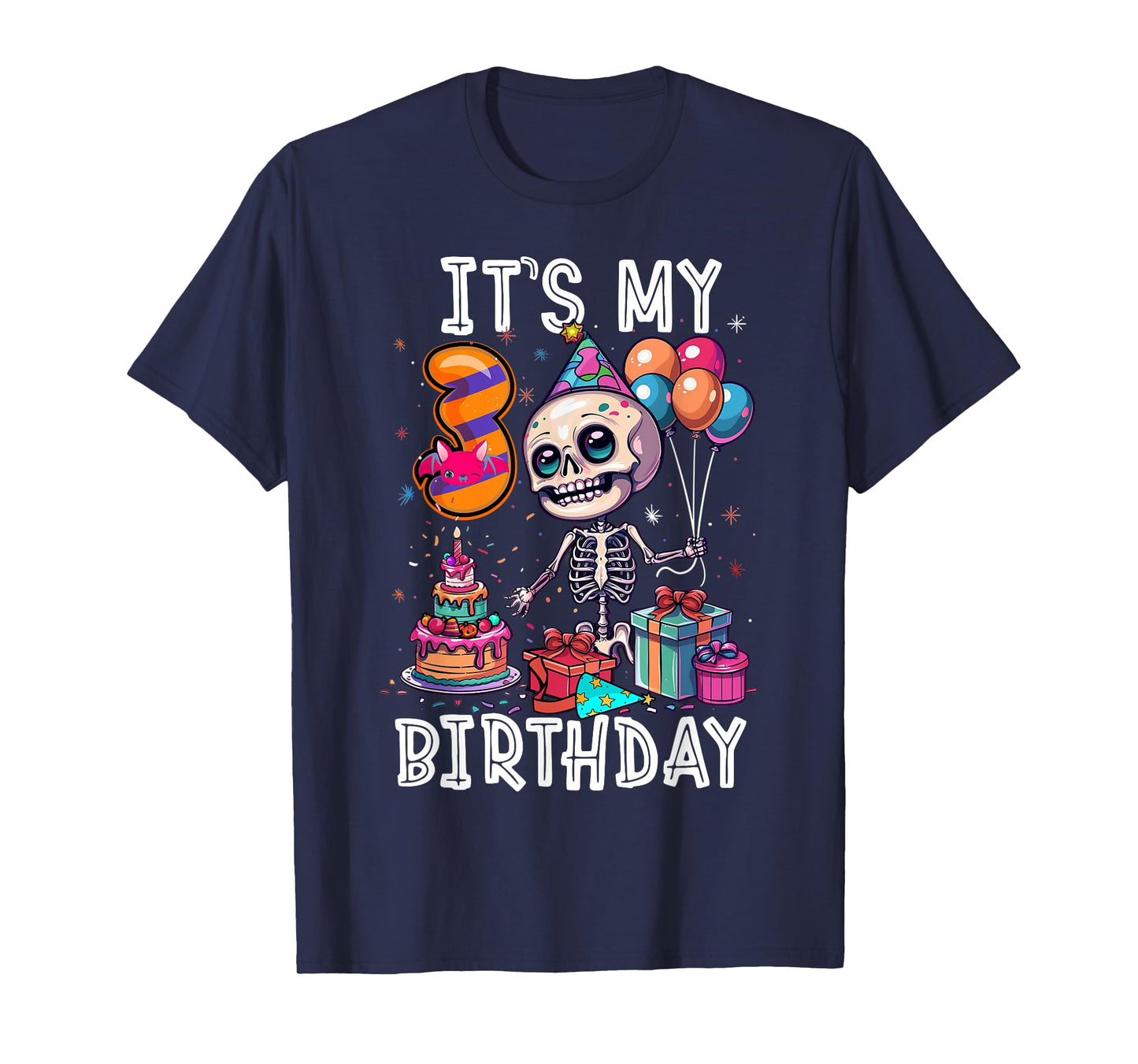 Kids It's My 3rd Birthday Boy Halloween Skeleton 3 Years Old T-Shirt