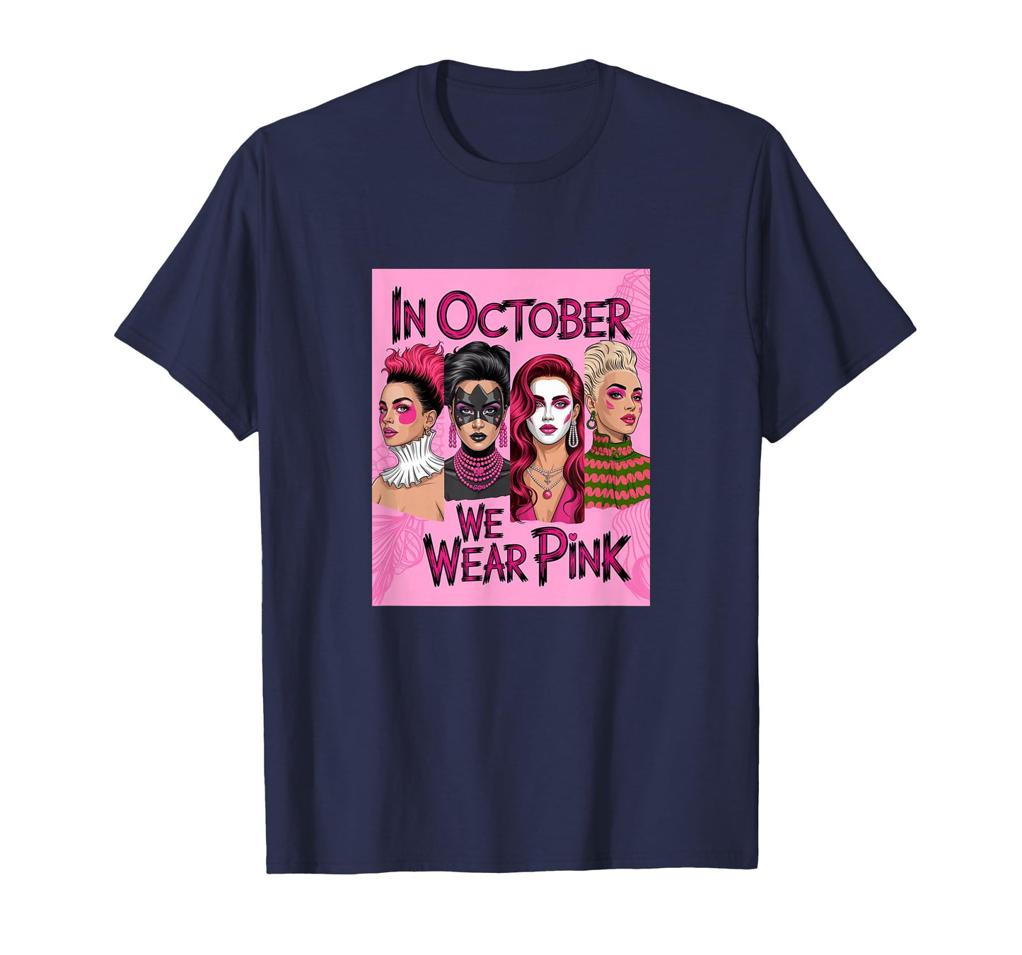 in October We Wear Pink - Witch & Ghost Halloween Apparel T-Shirt