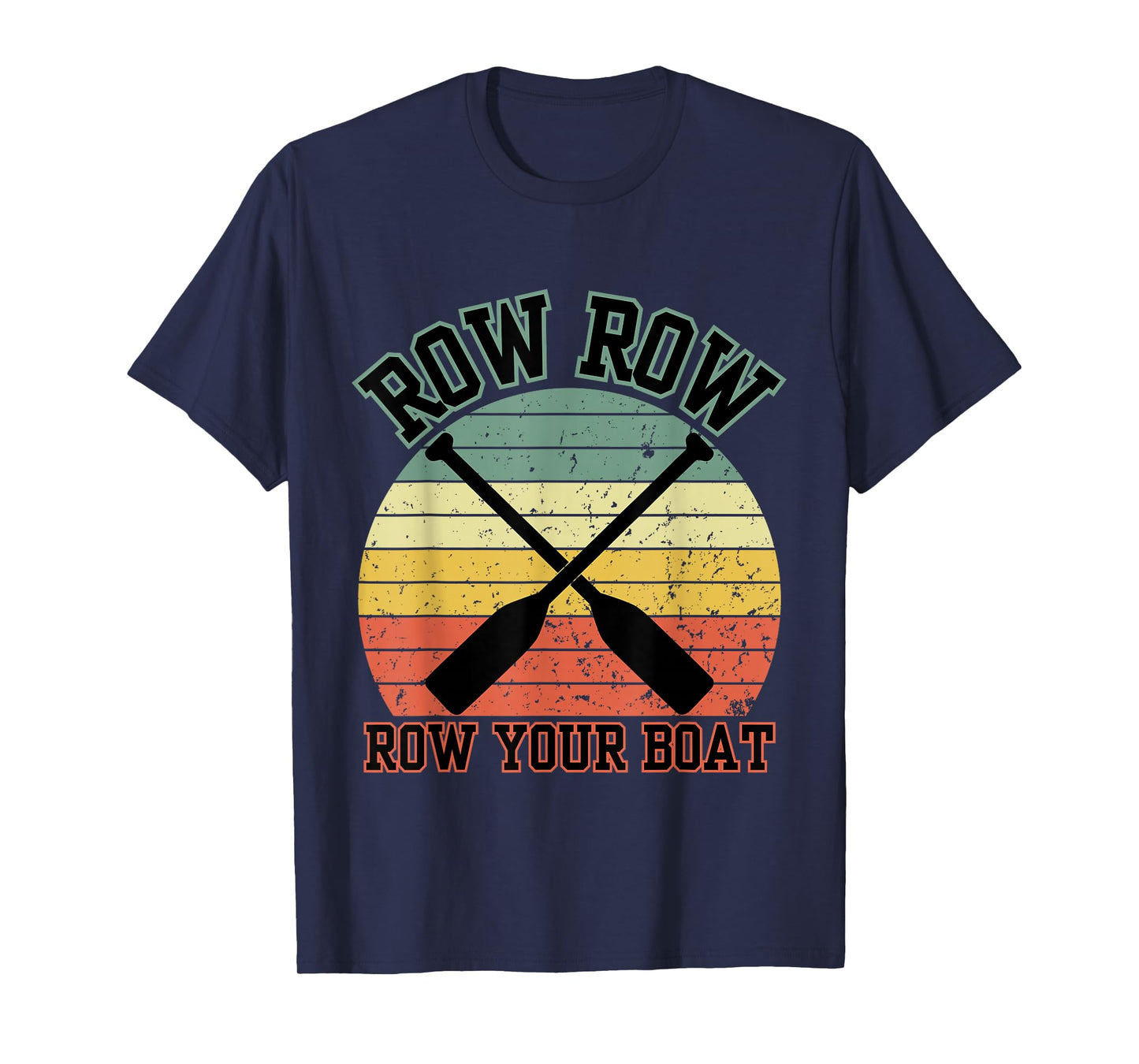 Retro Row Row Row Your Boat Athlete Rowing Crew Sunset Rower T-Shirt