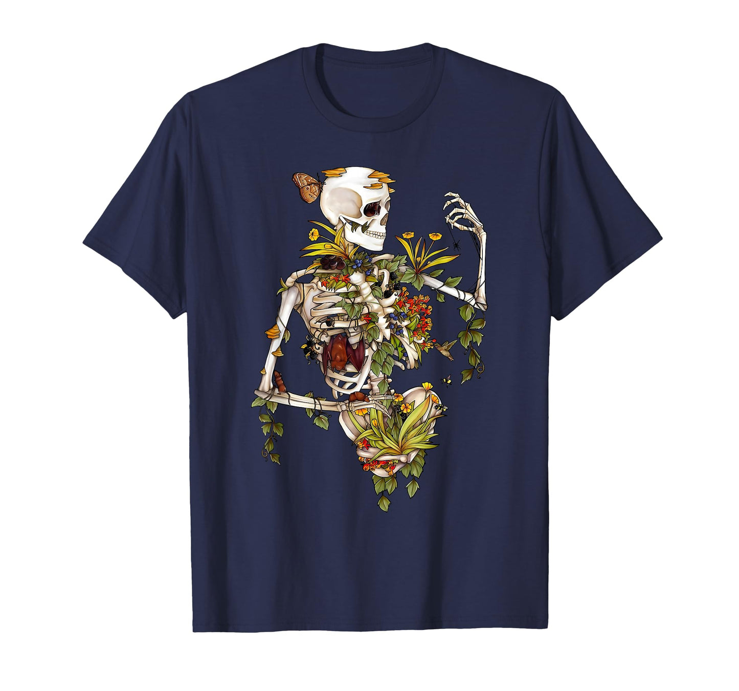 Plant Lover Skeleton Design Halloween Fall Autumn Floral T-Shirt