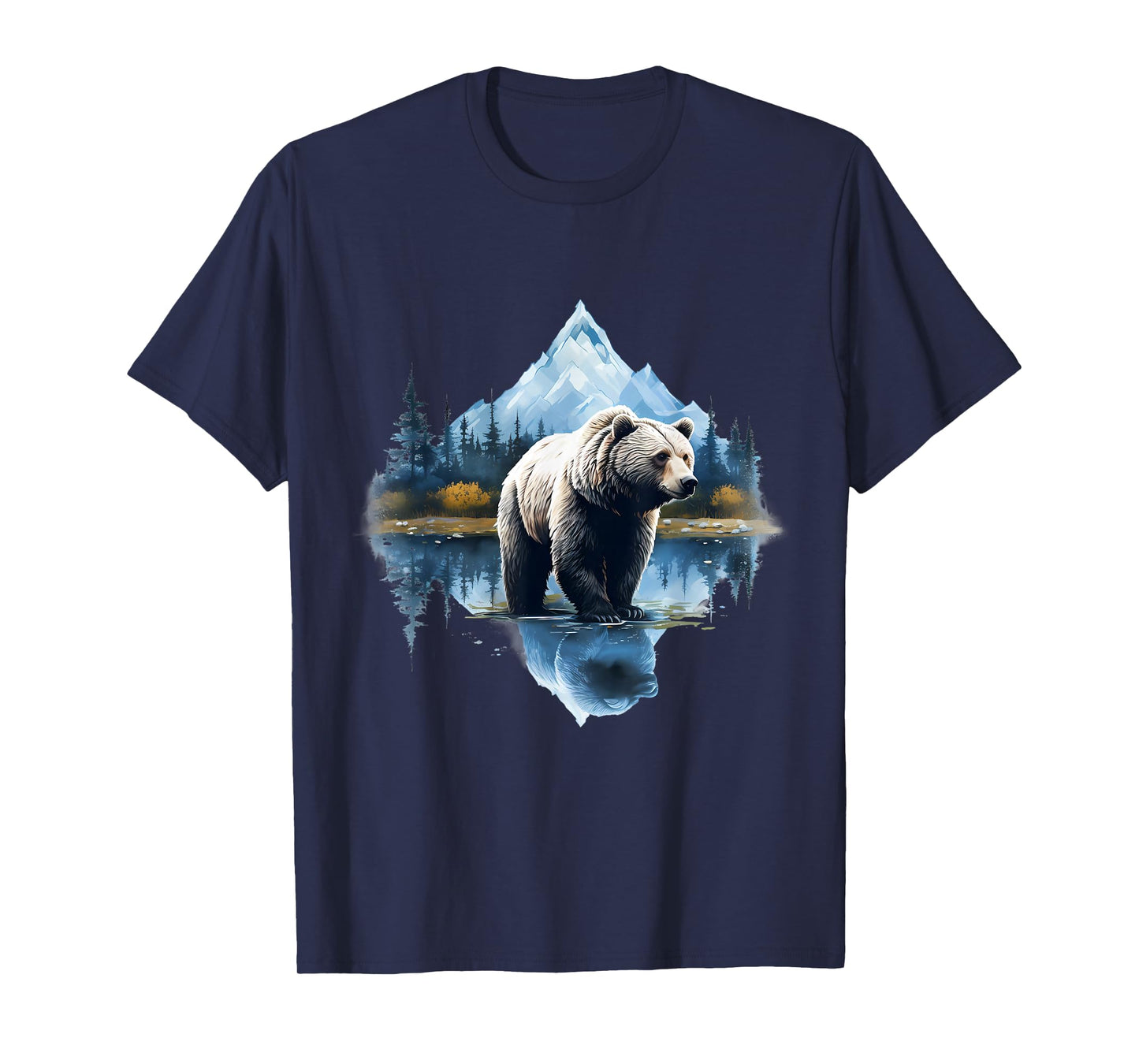 Bear Forest Animal Lovers Motif Landscape Artwork Wildlife T-Shirt