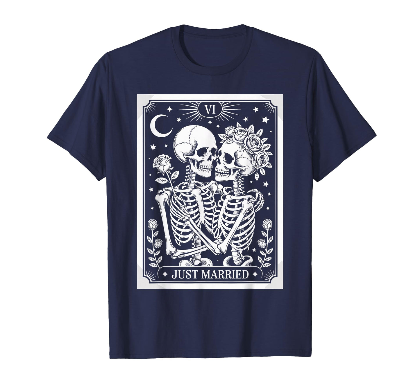Just Married The Lovers Skeleton Couple Matching Halloween T-Shirt