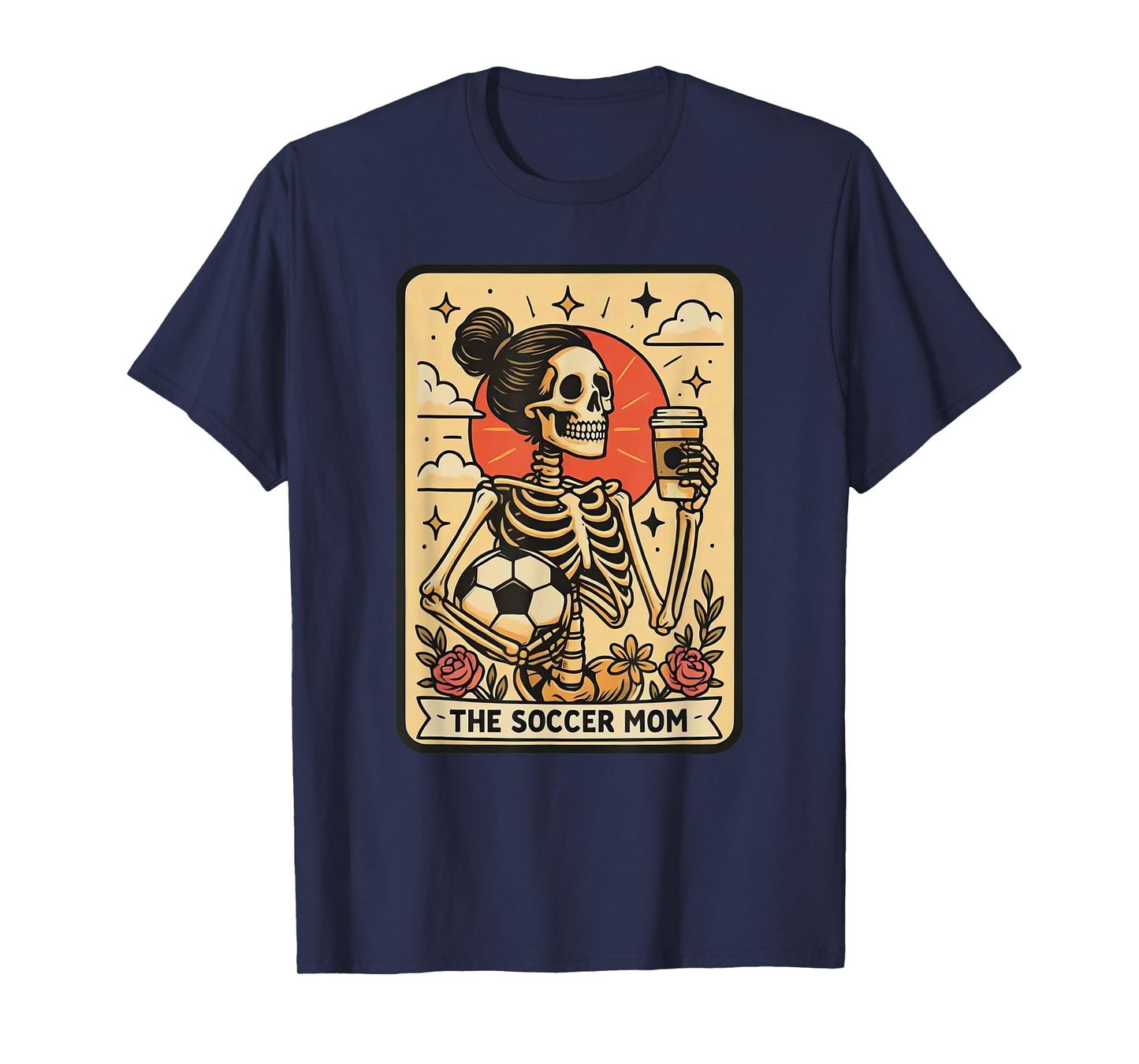 Vintage Funny The Soccer Mom Tarot Card Skeleton Halloween T-Shirt