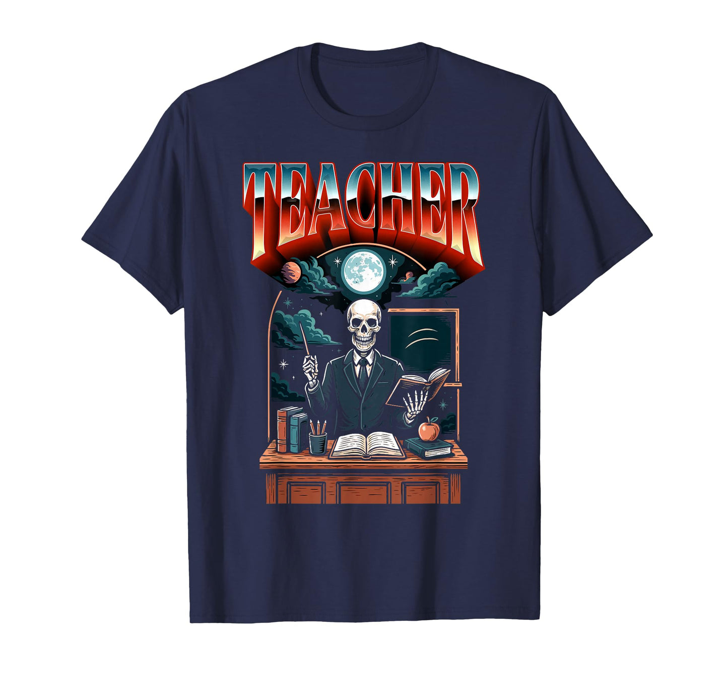 The Teacher Skeleton Gothic Halloween Design T-Shirt