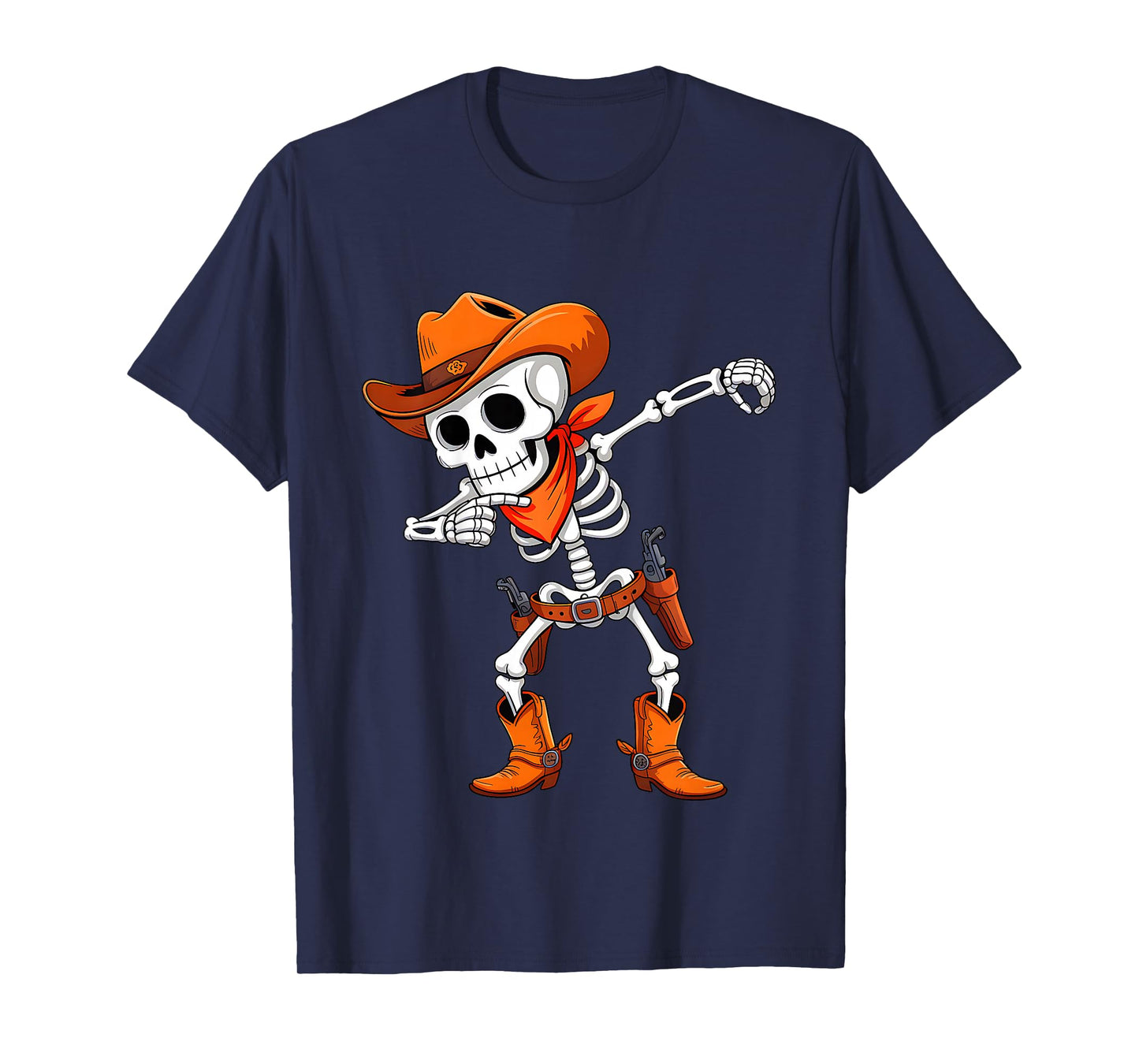Kids Dabbing Skeleton Cowboy Funny Halloween Costume Boys Kids T-Shirt