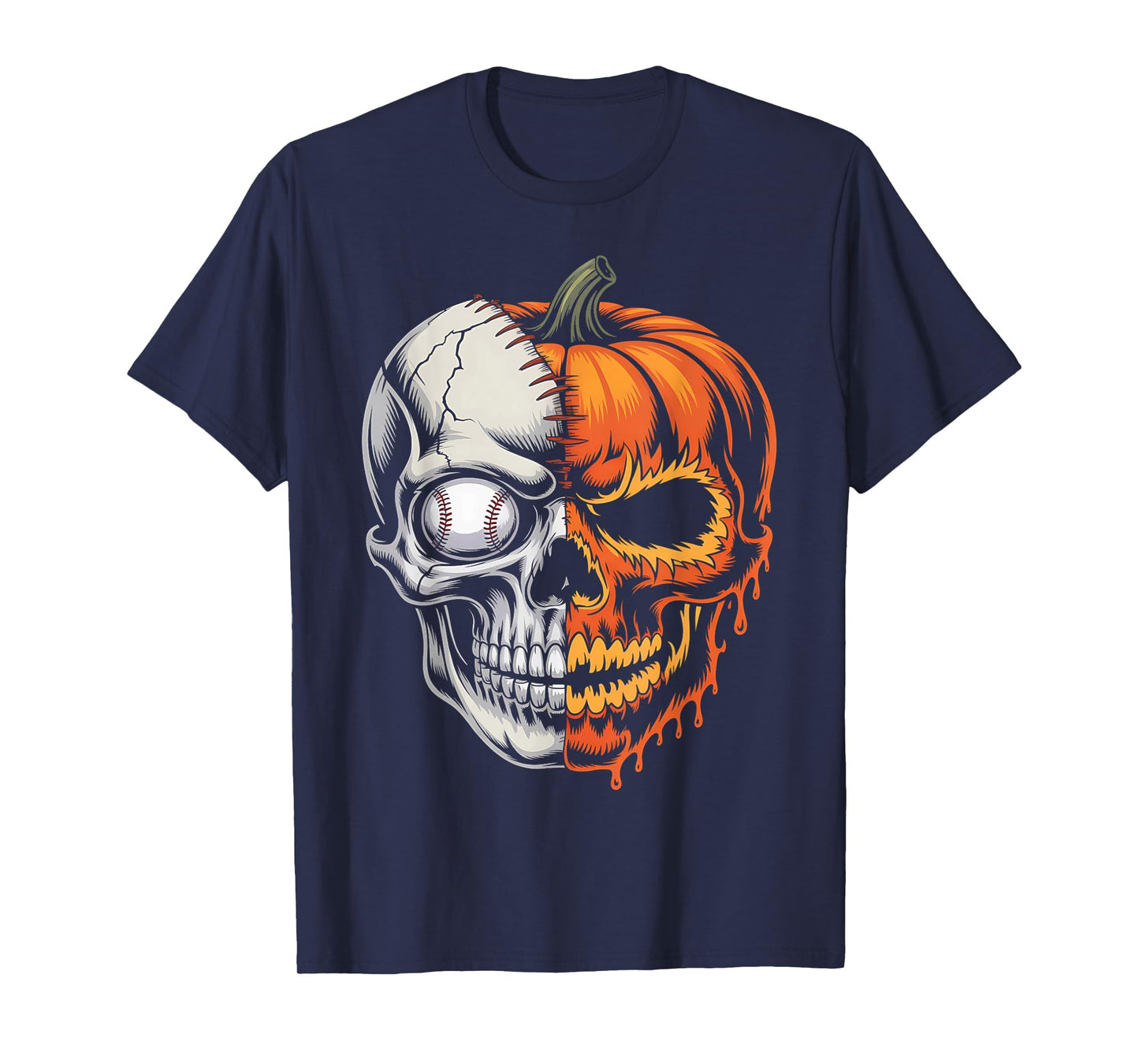 Baseball Player Halloween Pumpkin Skeleton, Skull Kids Teens T-Shirt