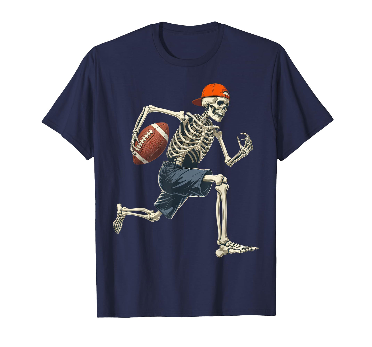 Skeleton Football Runner Funny Gamer Halloween Party Wear T-Shirt