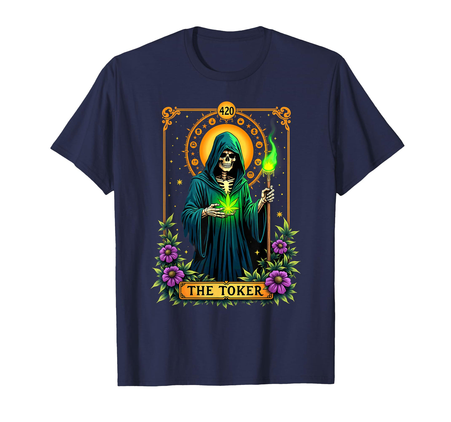 Tarot Card The Toker Cannabis Stoner Skeleton Halloween T-Shirt