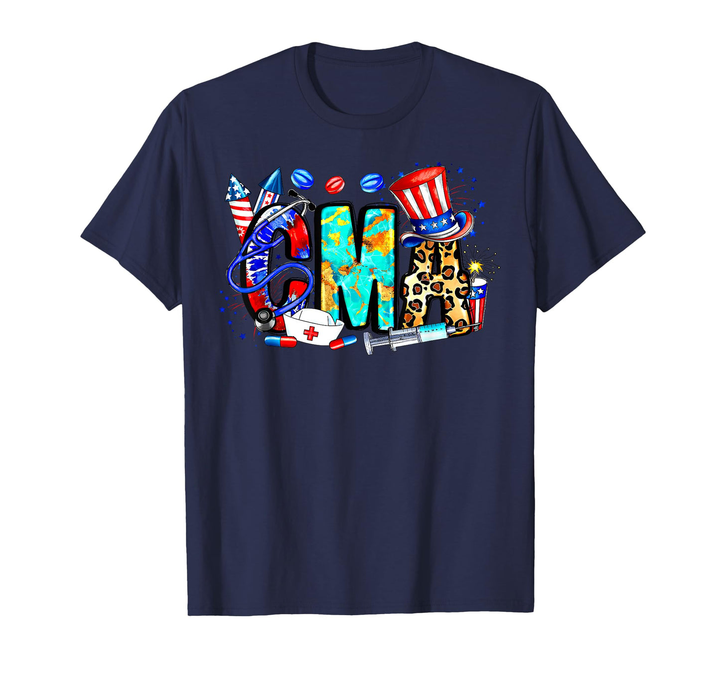 Retro Leopard CMA 4th Of July Certified Medical Assistant T-Shirt