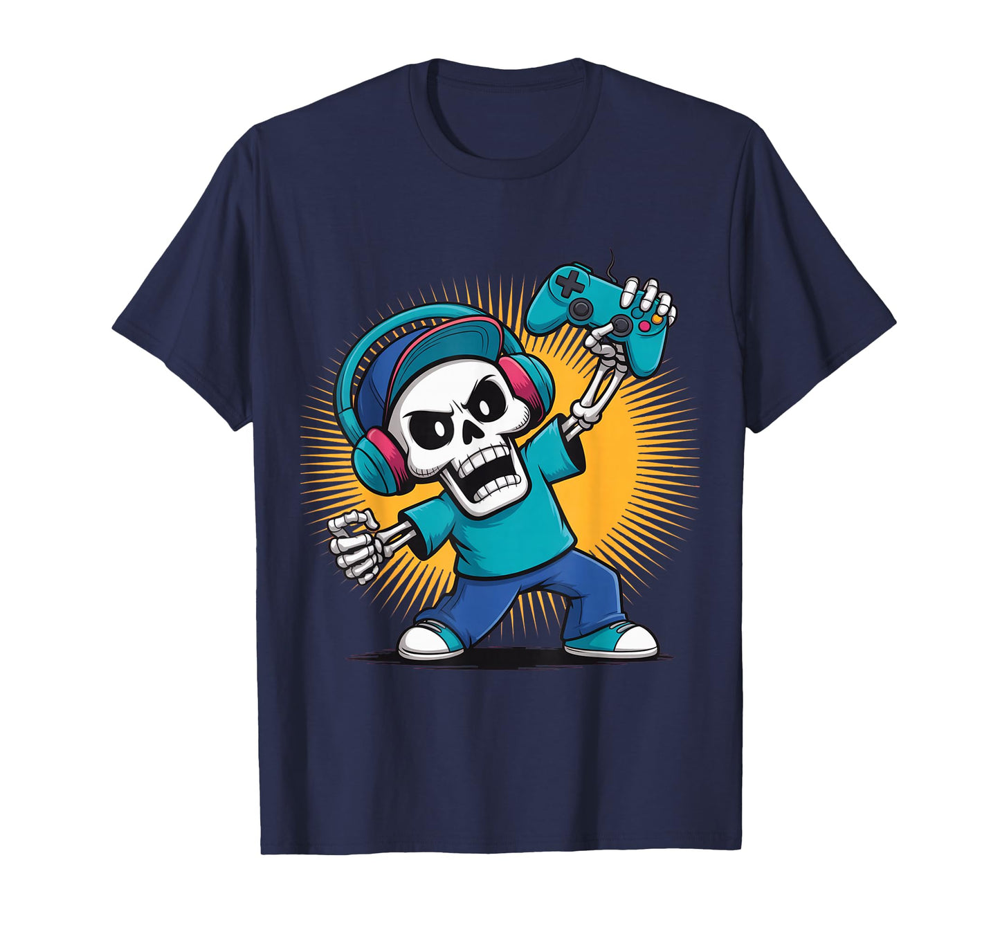 Funny Halloween Skeleton Gamer T-Shirt