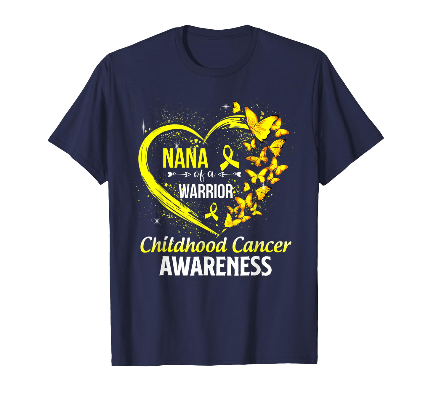 Butterfly Nana Of A Warrior Childhood Cancer Awareness T-Shirt