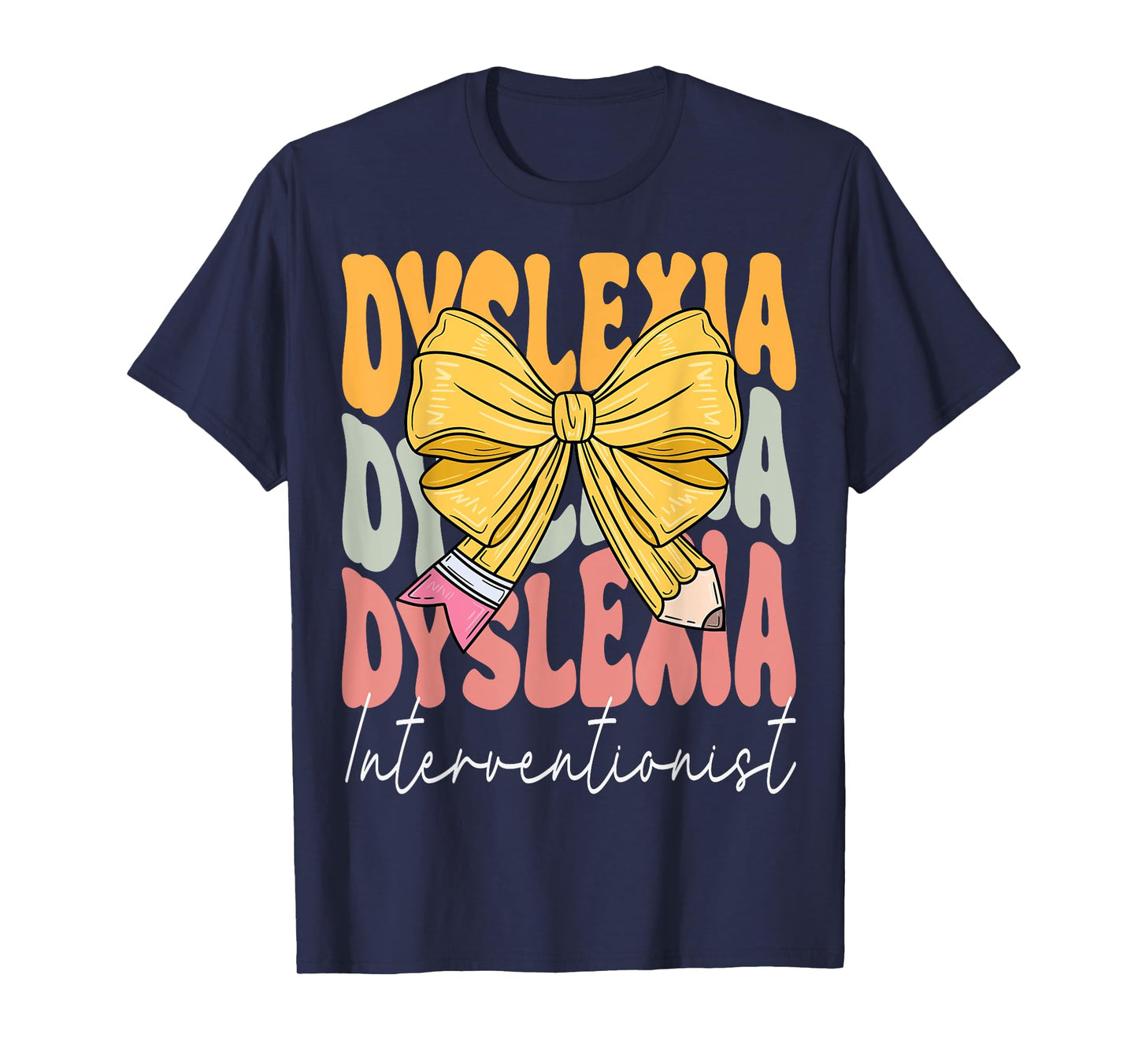 Dyslexia Interventionist Groovy Coquette Bow Back to School T-Shirt