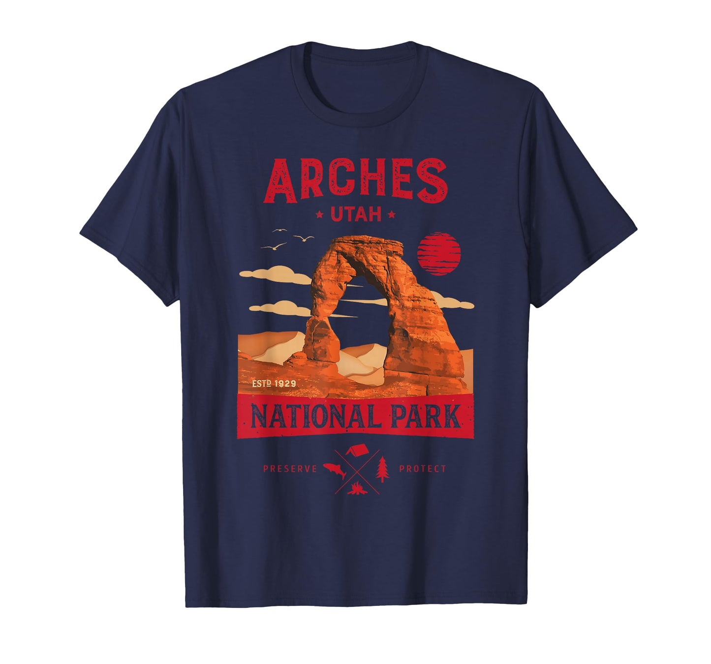 Arches National Park Delicate Arch Vintage Utah Retro Hiking T-Shirt