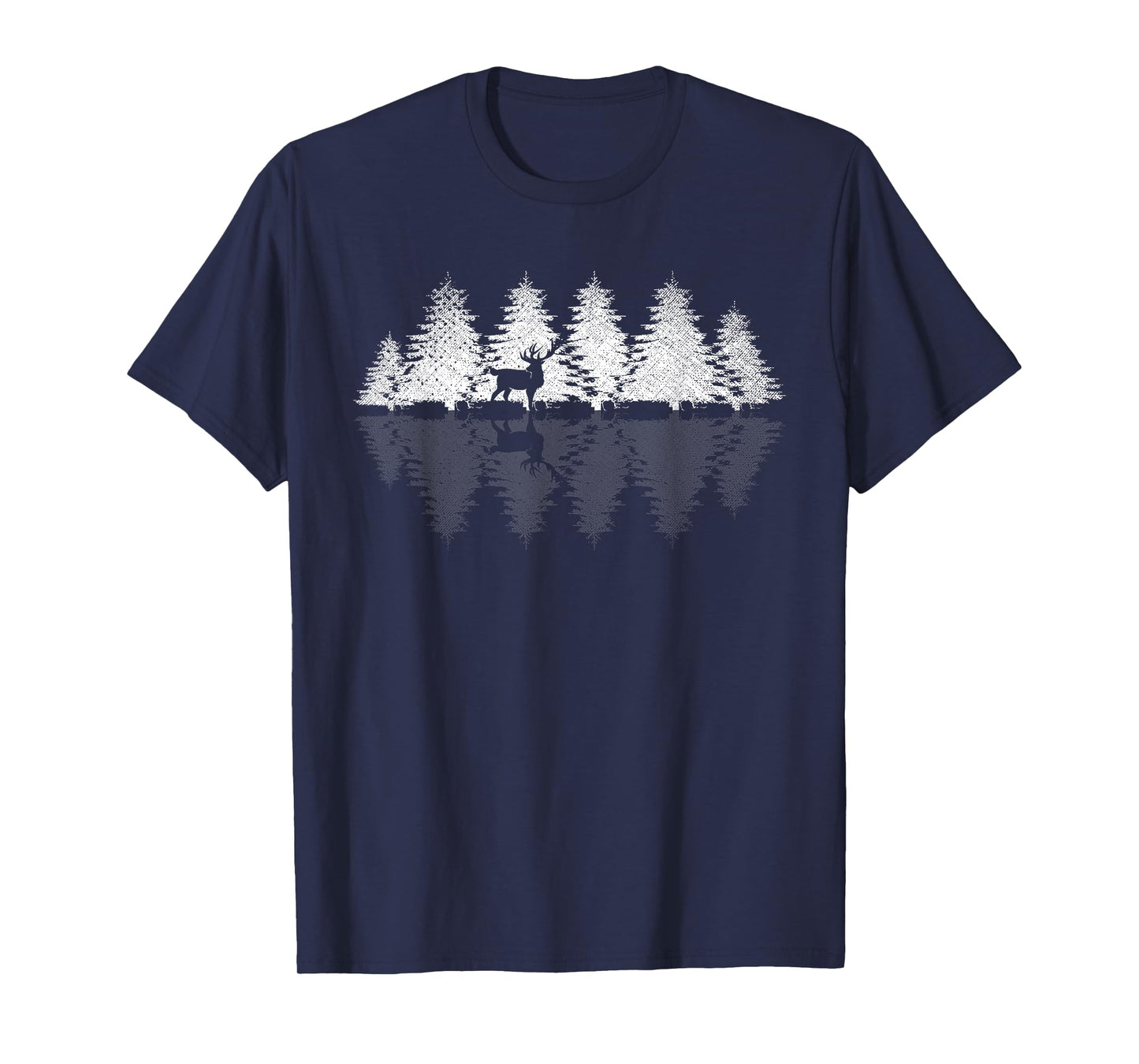 Reflection Forest Trees Outdoor Nature Wildlife Animal Deer T-Shirt