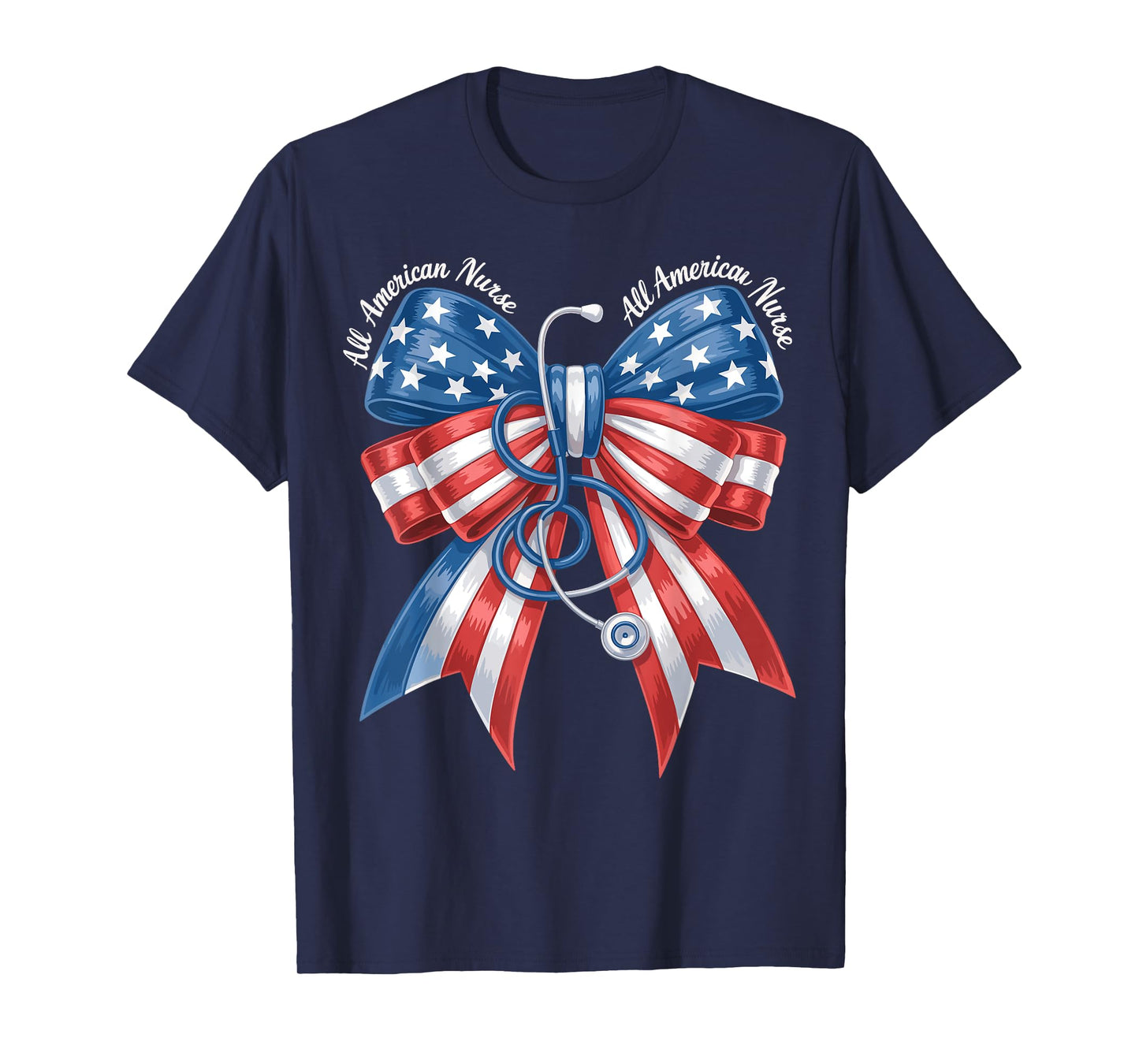 All American Nurse Coquette Bow Stethoscope RN 4th Of July T-Shirt
