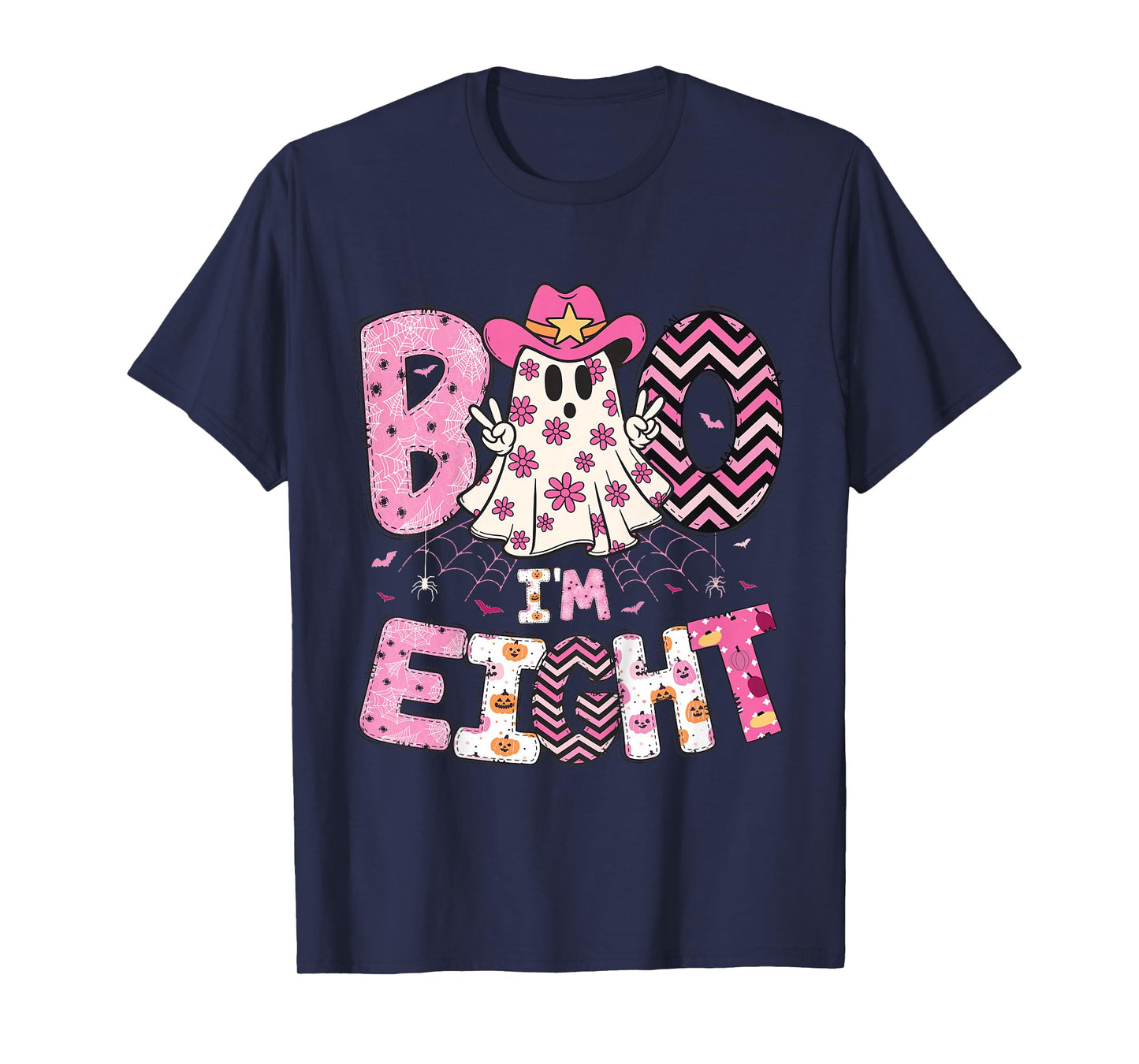 Halloween Ghost Boo I'm Eight Year 8th Birthday Eighth Girl T-Shirt