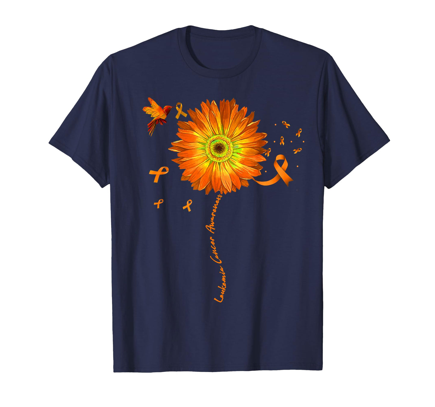 Sunflower Orange Ribbon Leukemia Cancer Awareness T-Shirt
