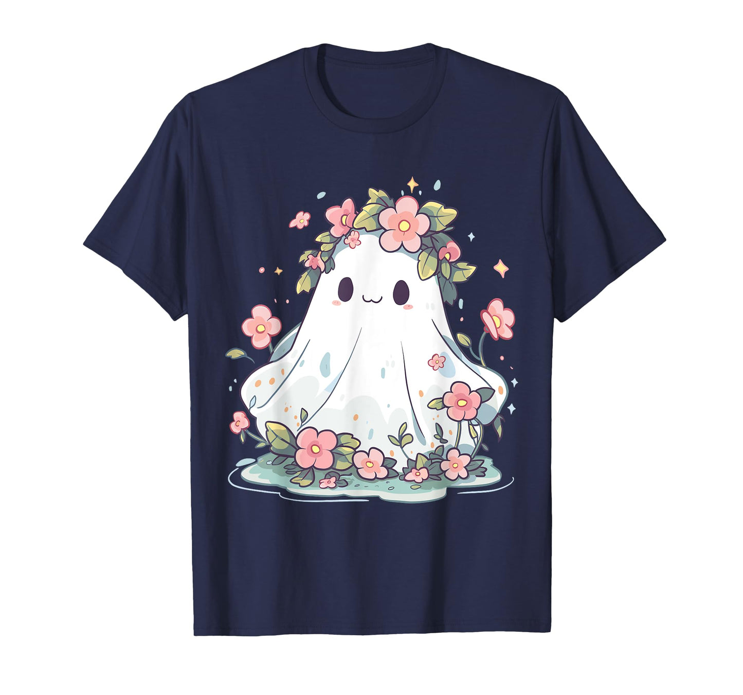 Halloween Shirt Floral Ghost Women Halloween Costume T-Shirt