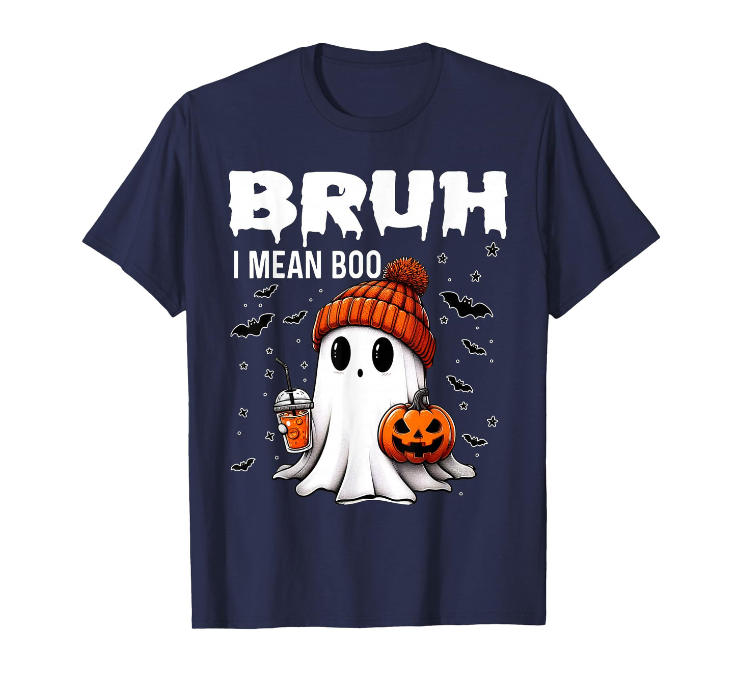 Halloween Bruh Ghost Boo Skull Pumpkin Boys Kids Men Women T-Shirt